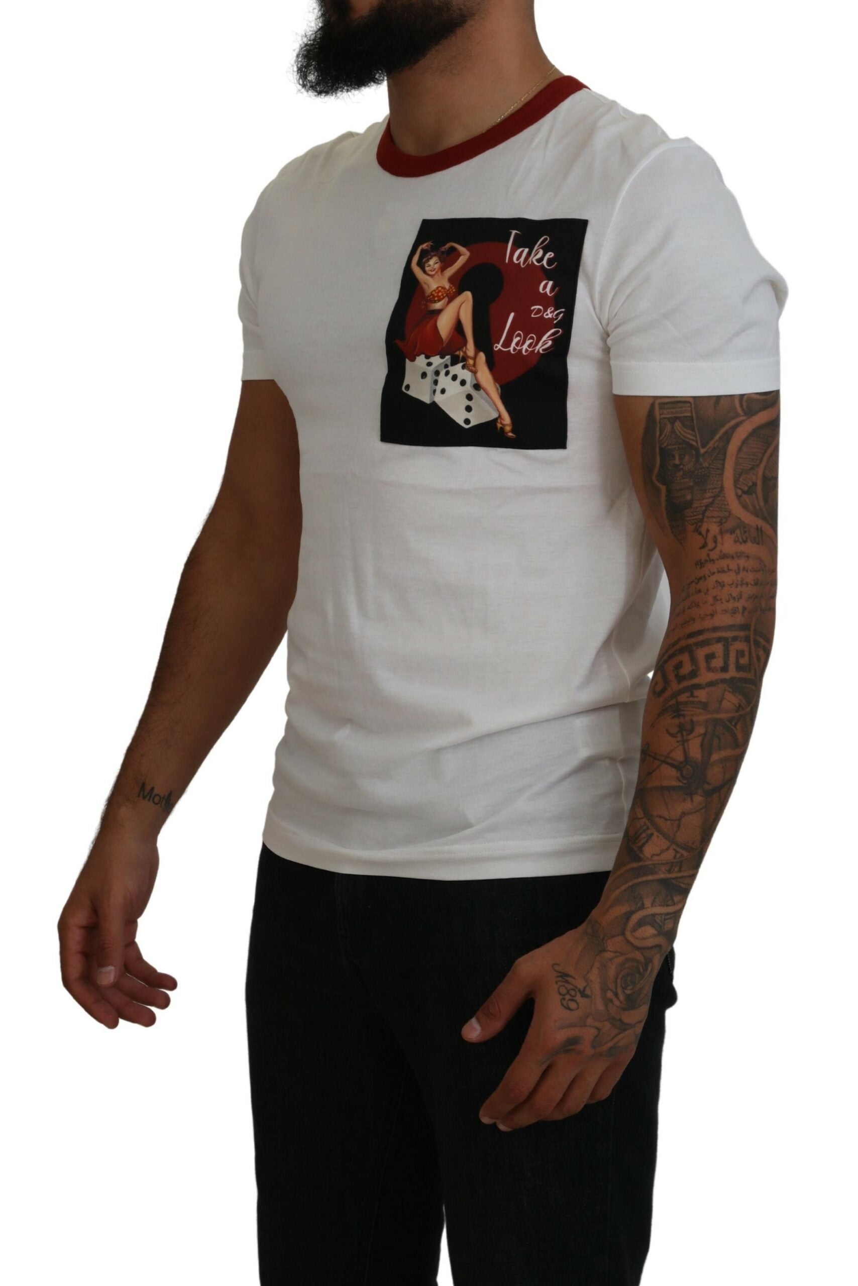 Katoenen wit T-shirt met ronde hals en logoprint