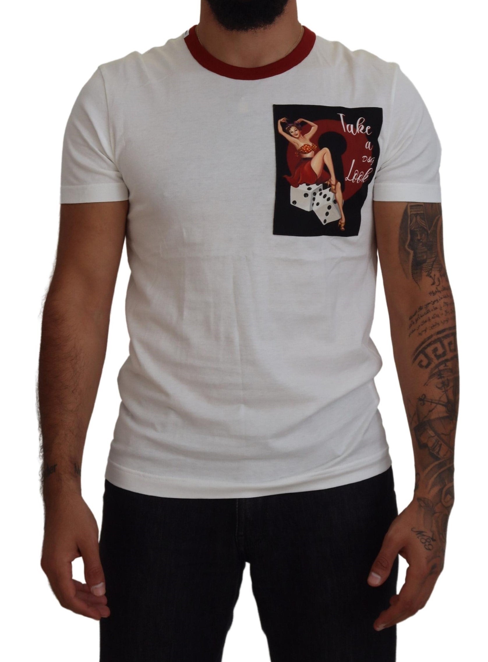 Katoenen wit T-shirt met ronde hals en logoprint