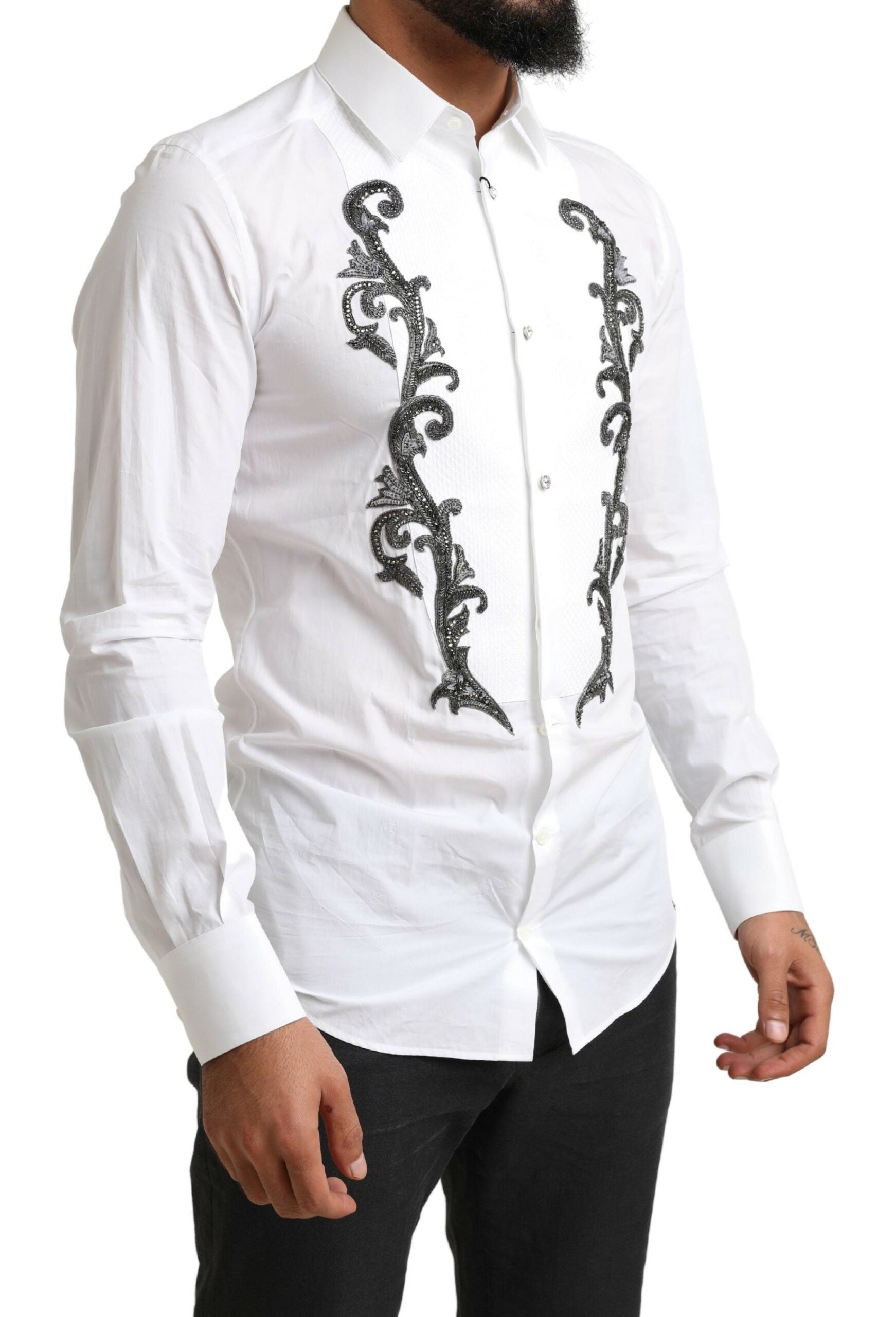 Wit smoking slim fit barok overhemd