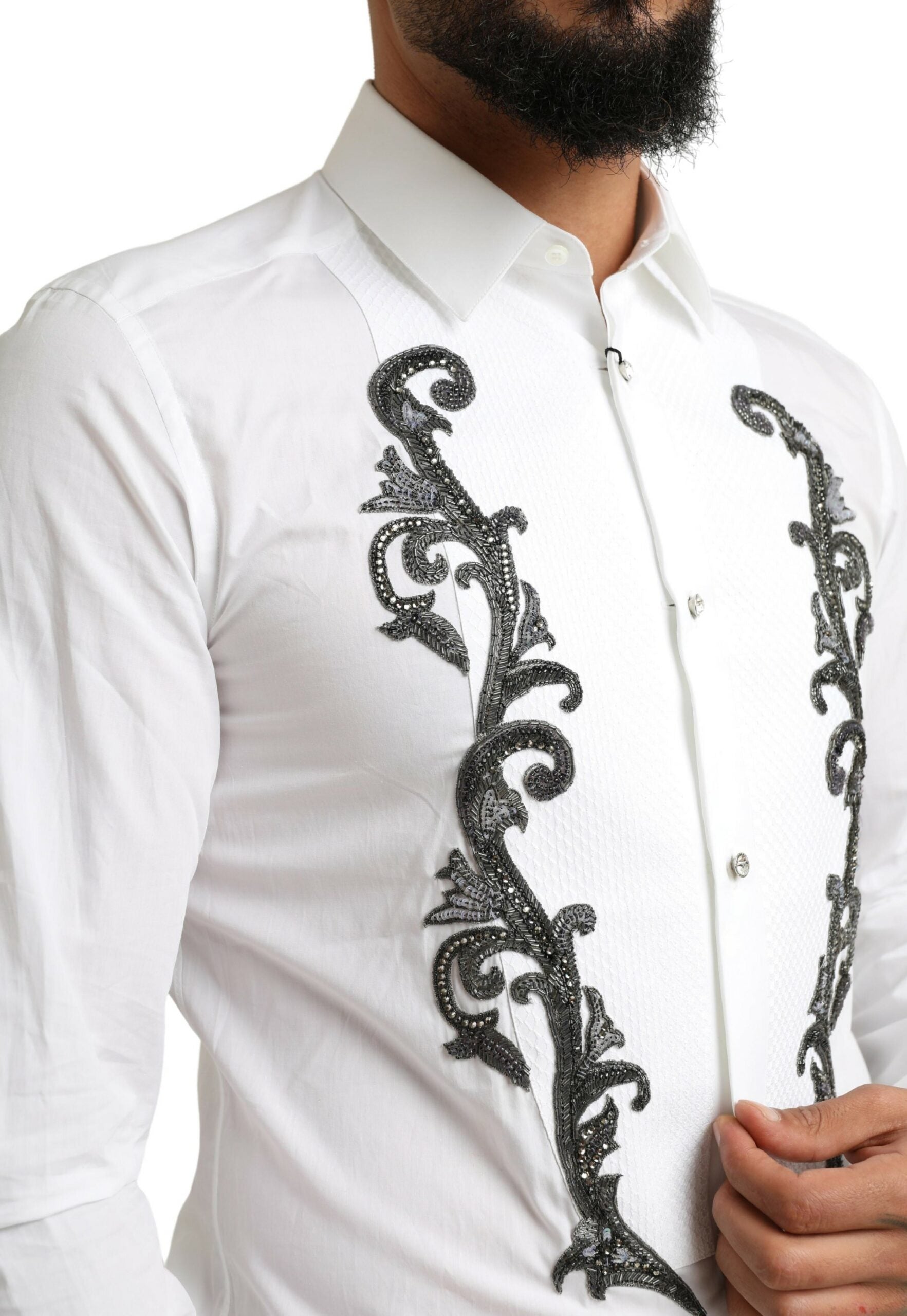 Wit smoking slim fit barok overhemd