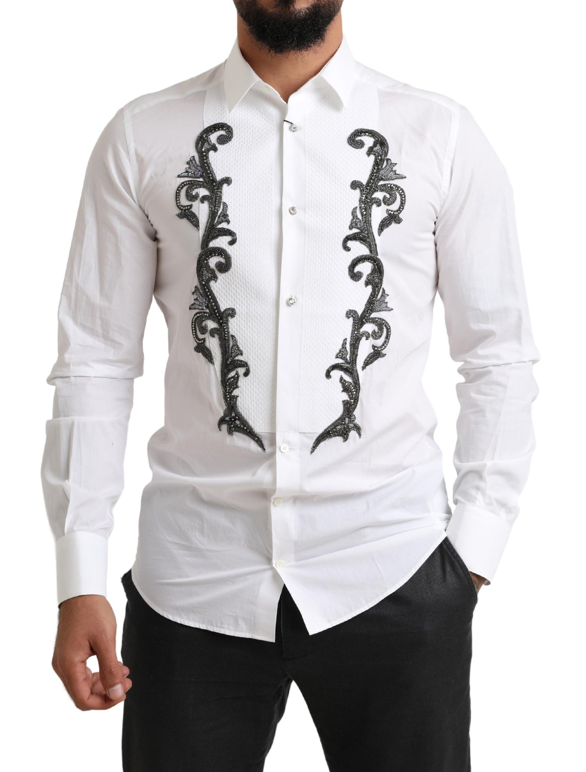 Wit smoking slim fit barok overhemd