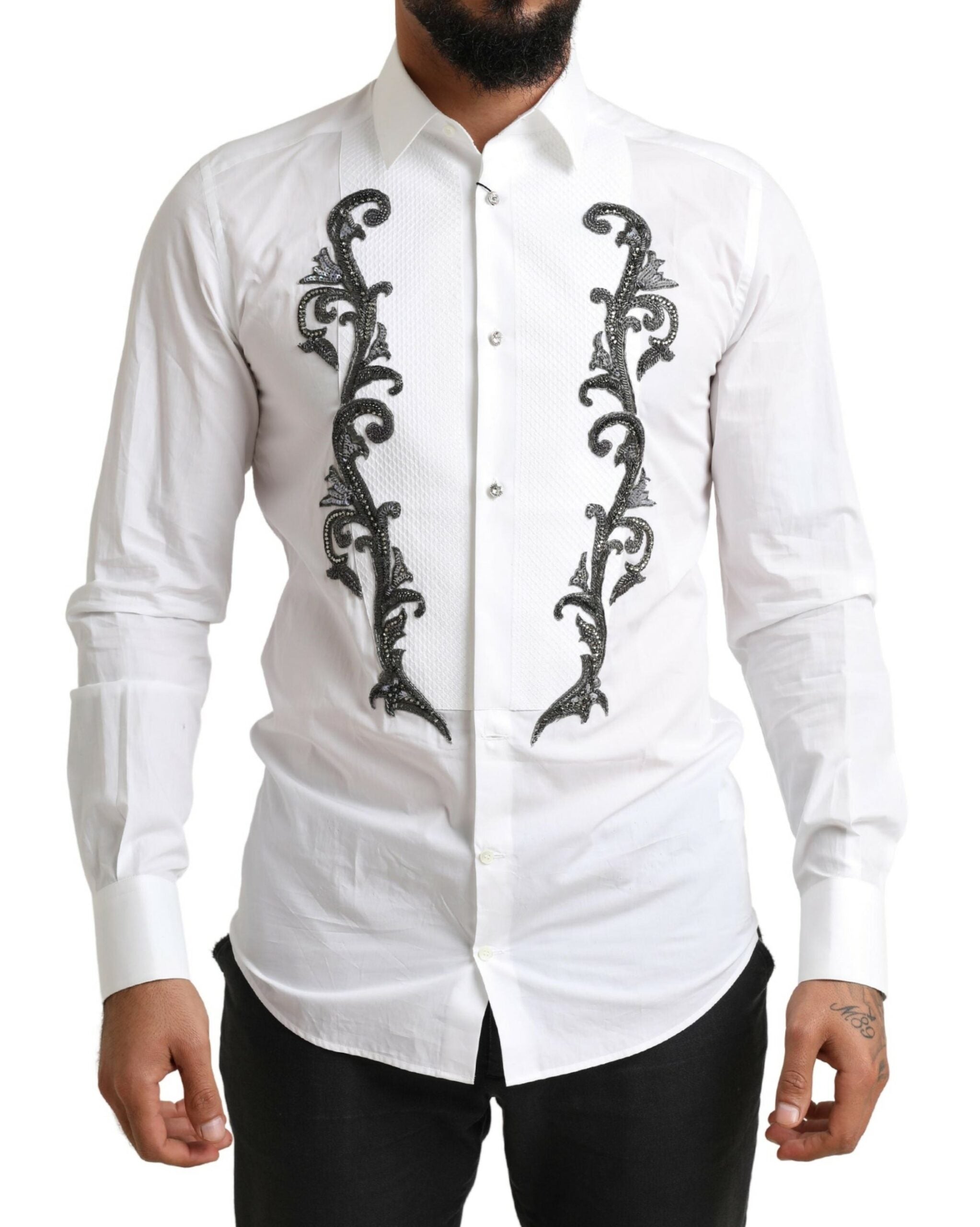 Wit smoking slim fit barok overhemd
