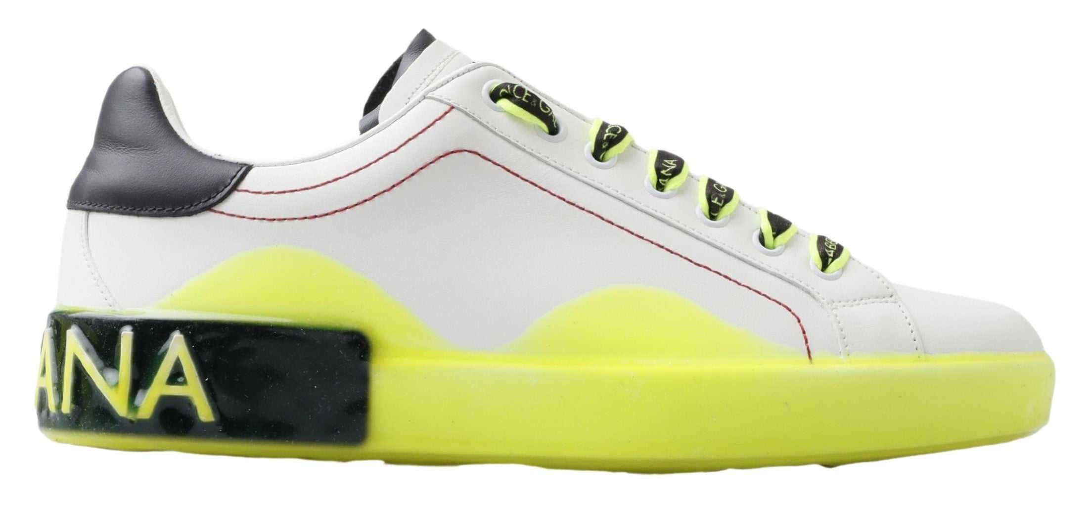 Witte gele Portofino leren sneakers