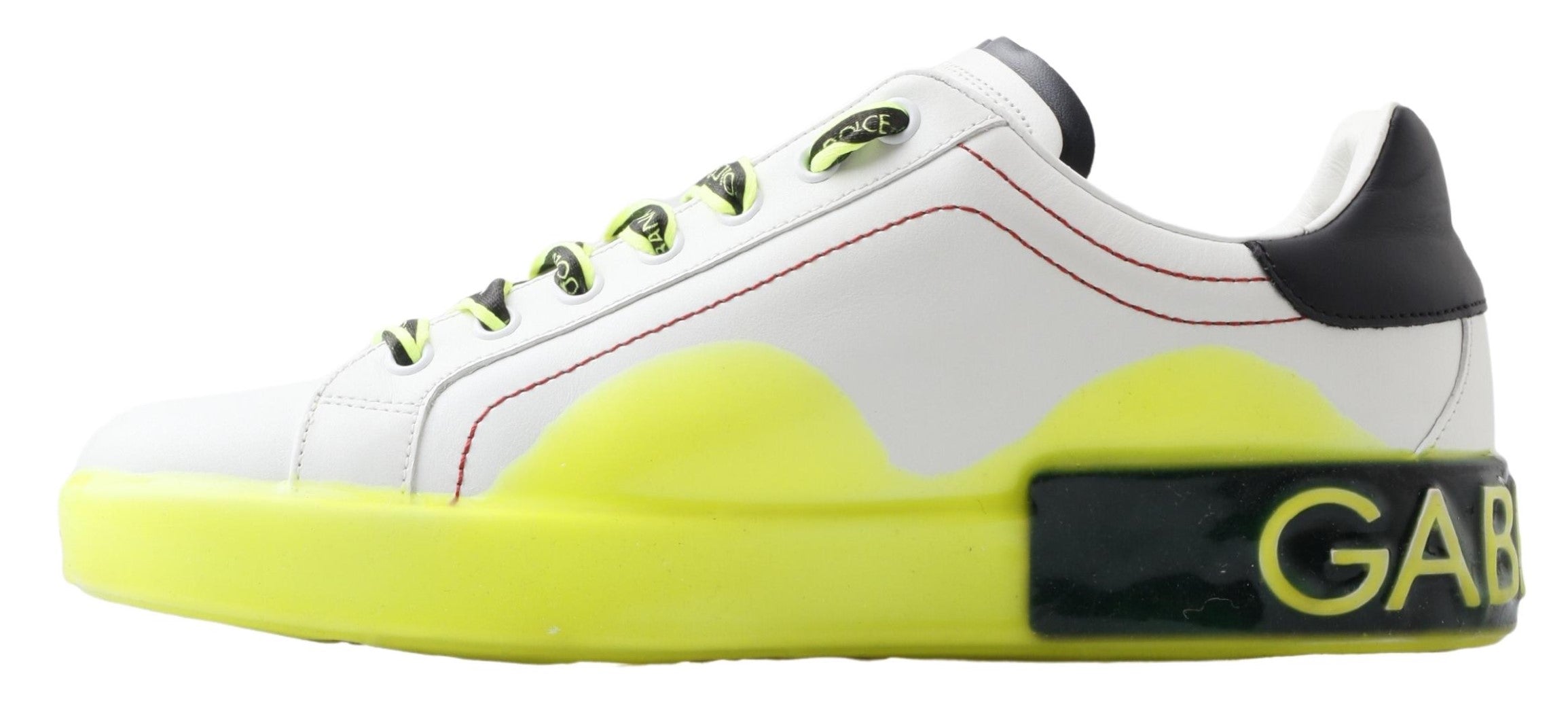 Witte gele Portofino leren sneakers