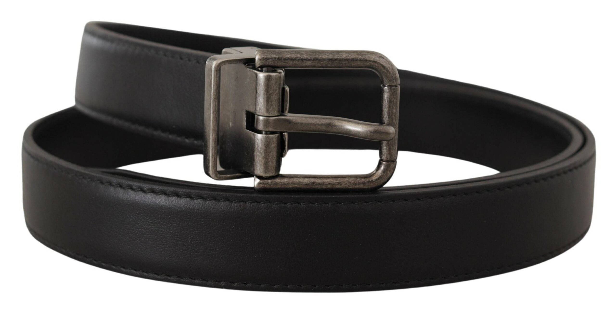 Zwarte effen leren vintage logo metalen gesp riem