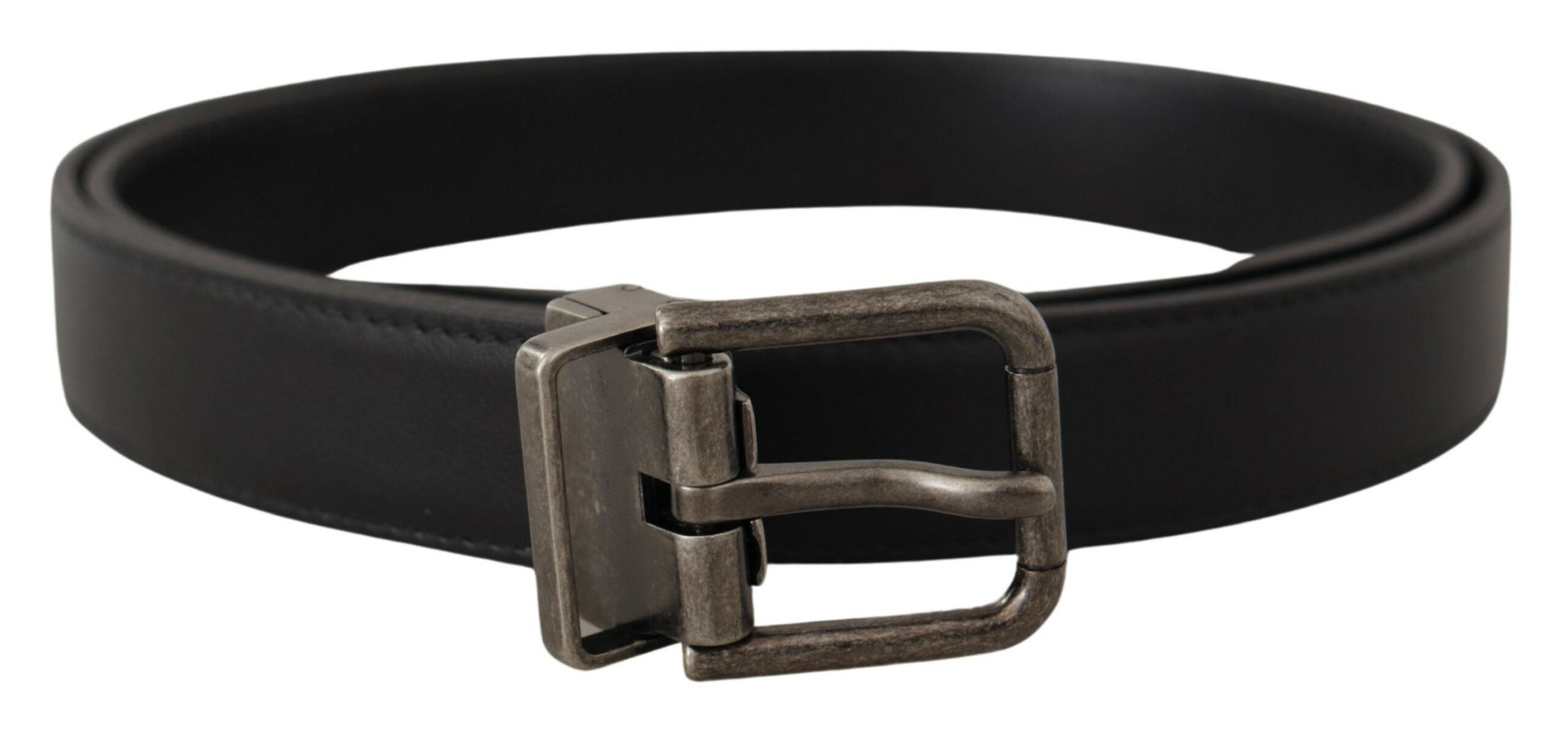 Zwarte effen leren vintage logo metalen gesp riem