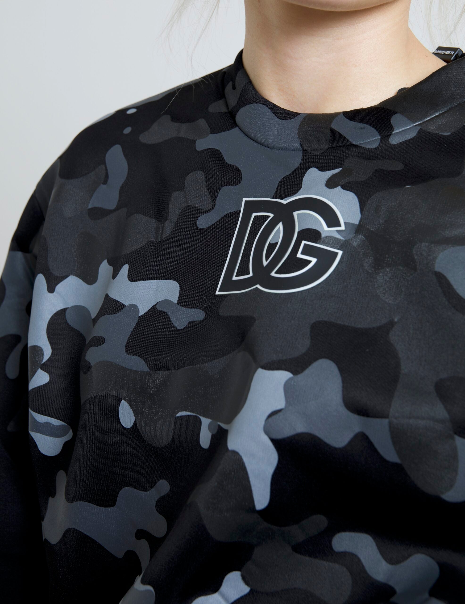 Zwarte camouflage ronde hals sweatshirt trui