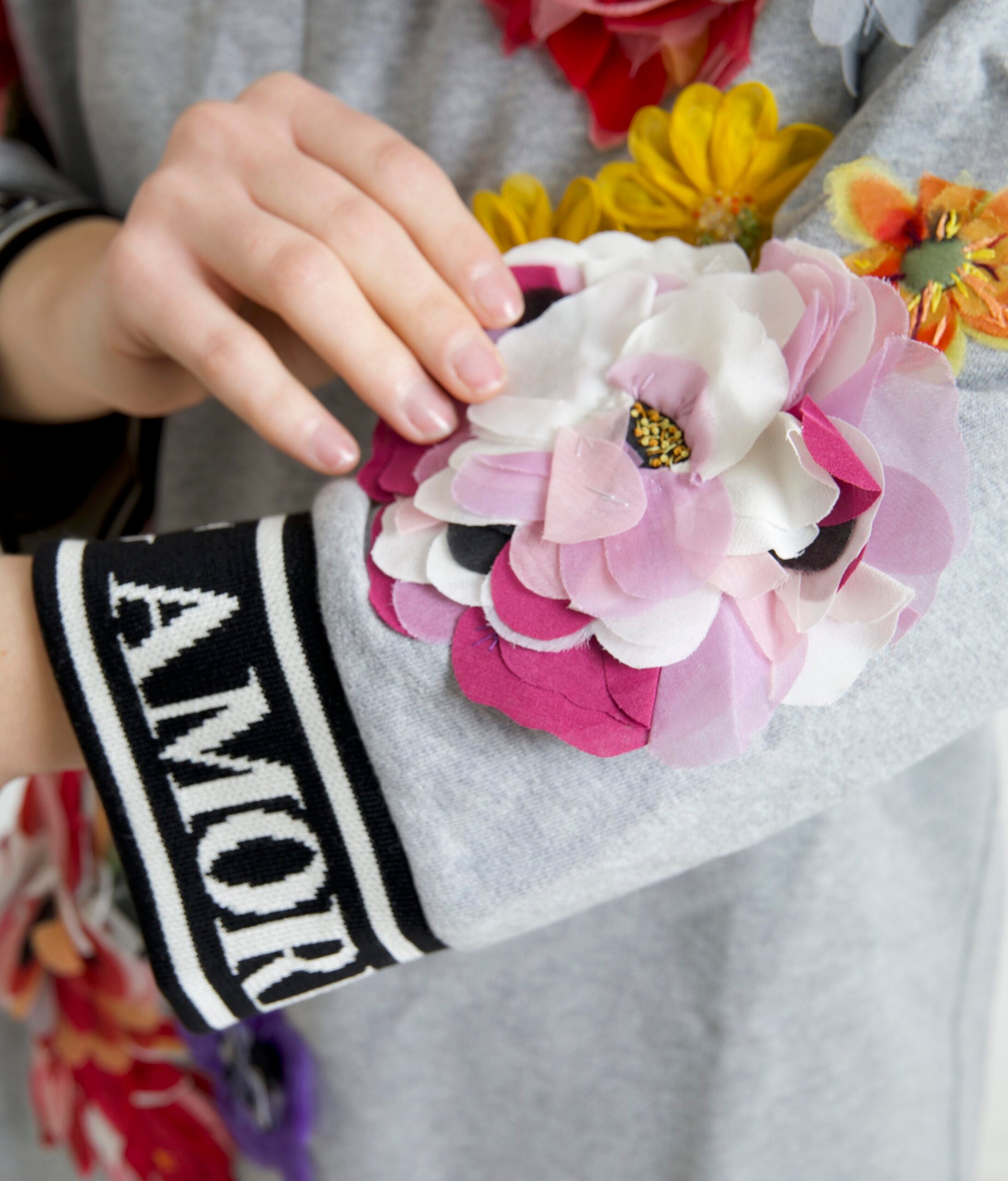 Grijze DG Amore Queen Floral Pullover Trui