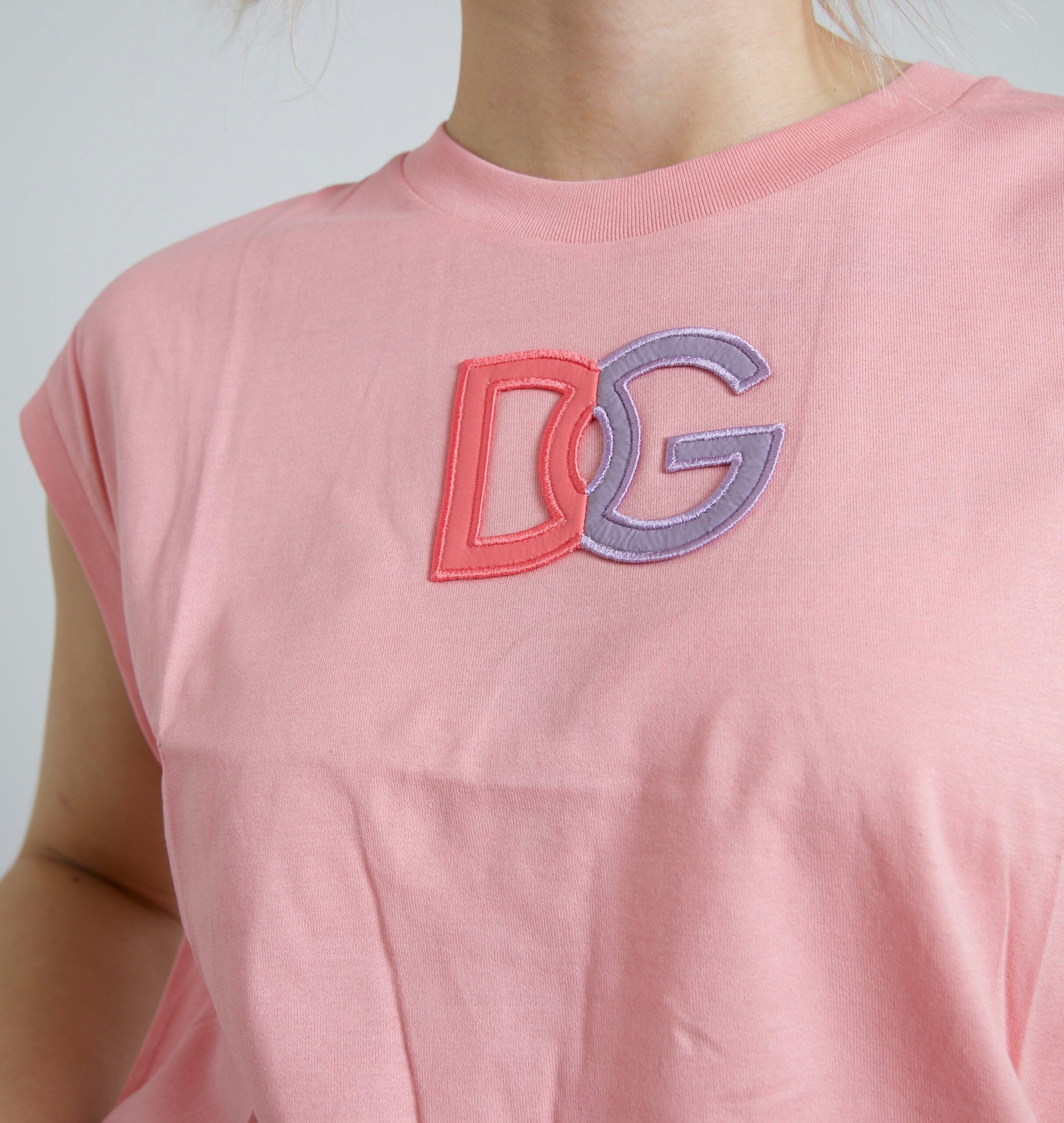 Roze katoenen DG-logo tanktop met ronde hals