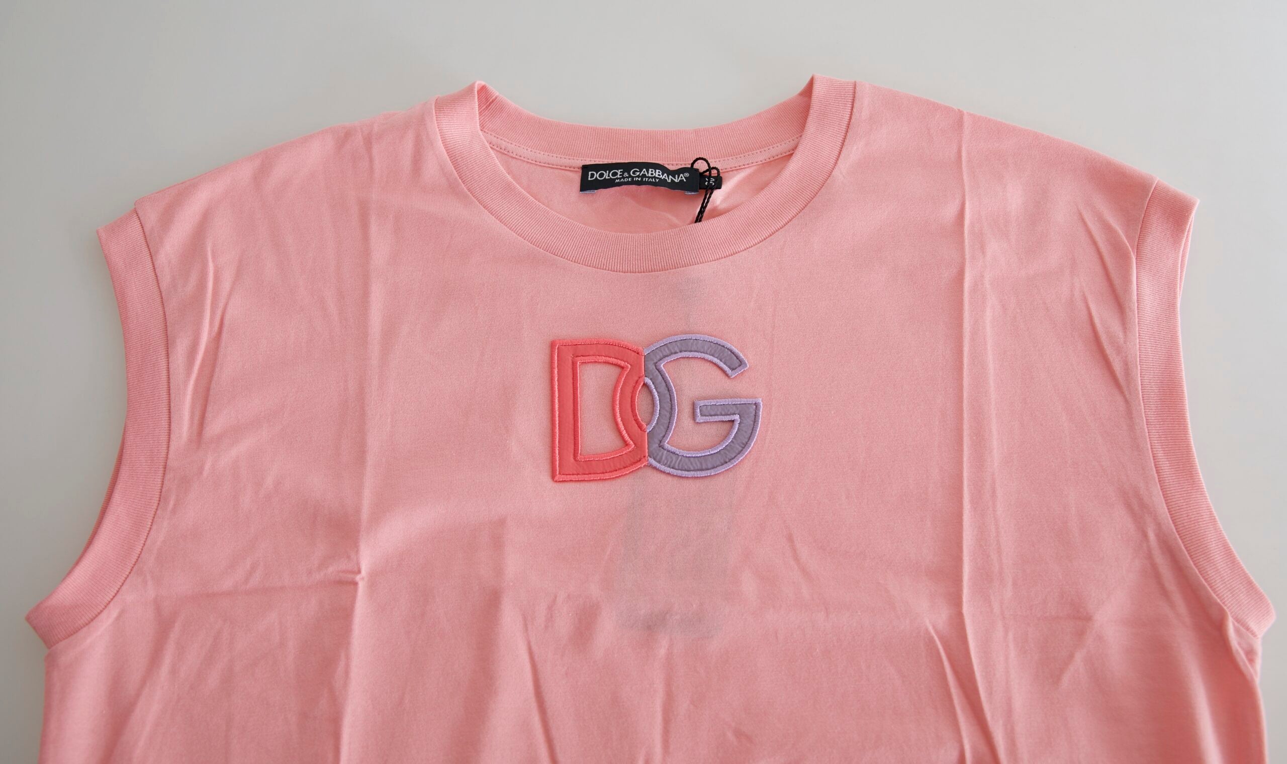 Roze katoenen DG-logo tanktop met ronde hals