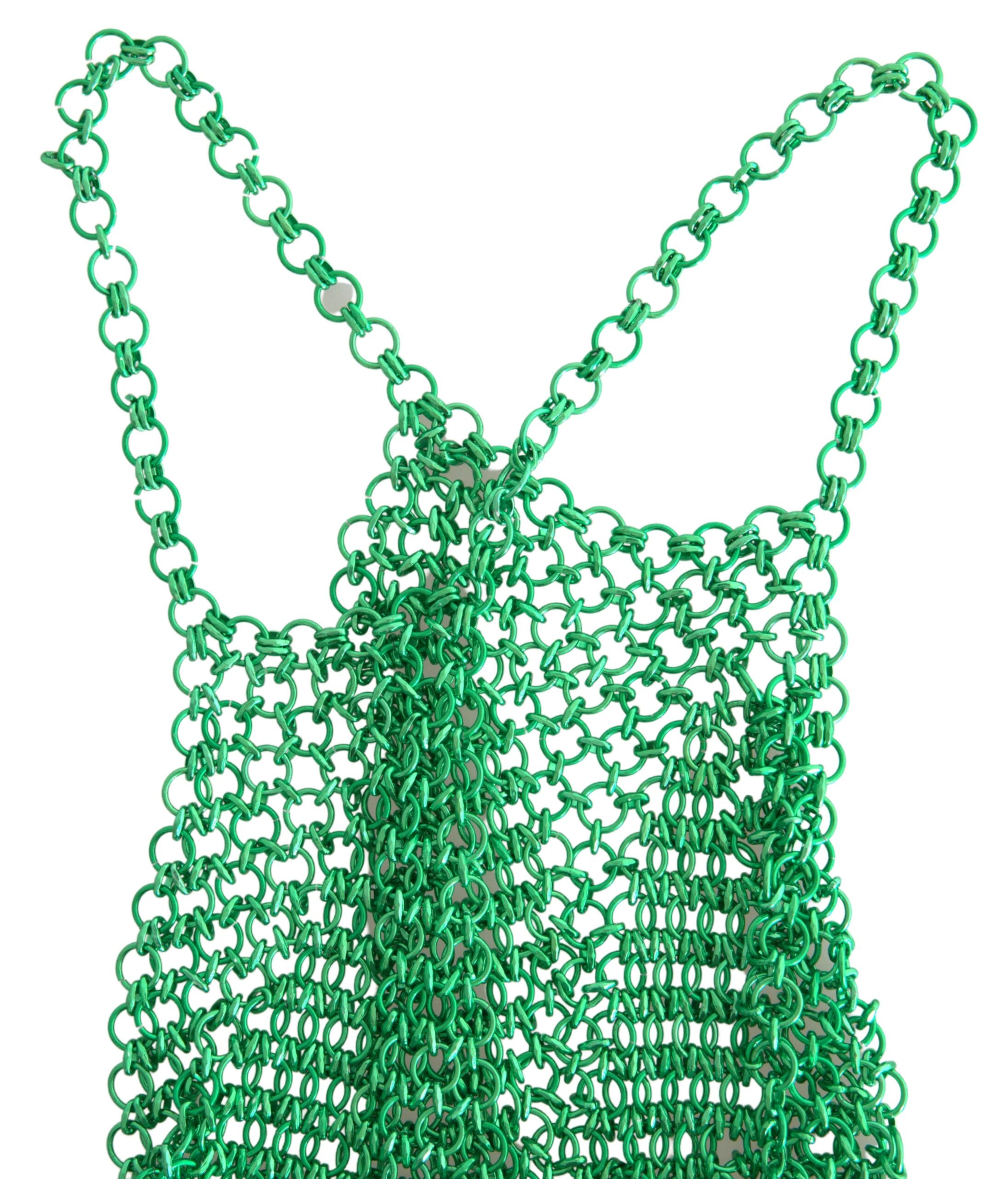 Groene aluminium mouwloze halter cropped tanktop