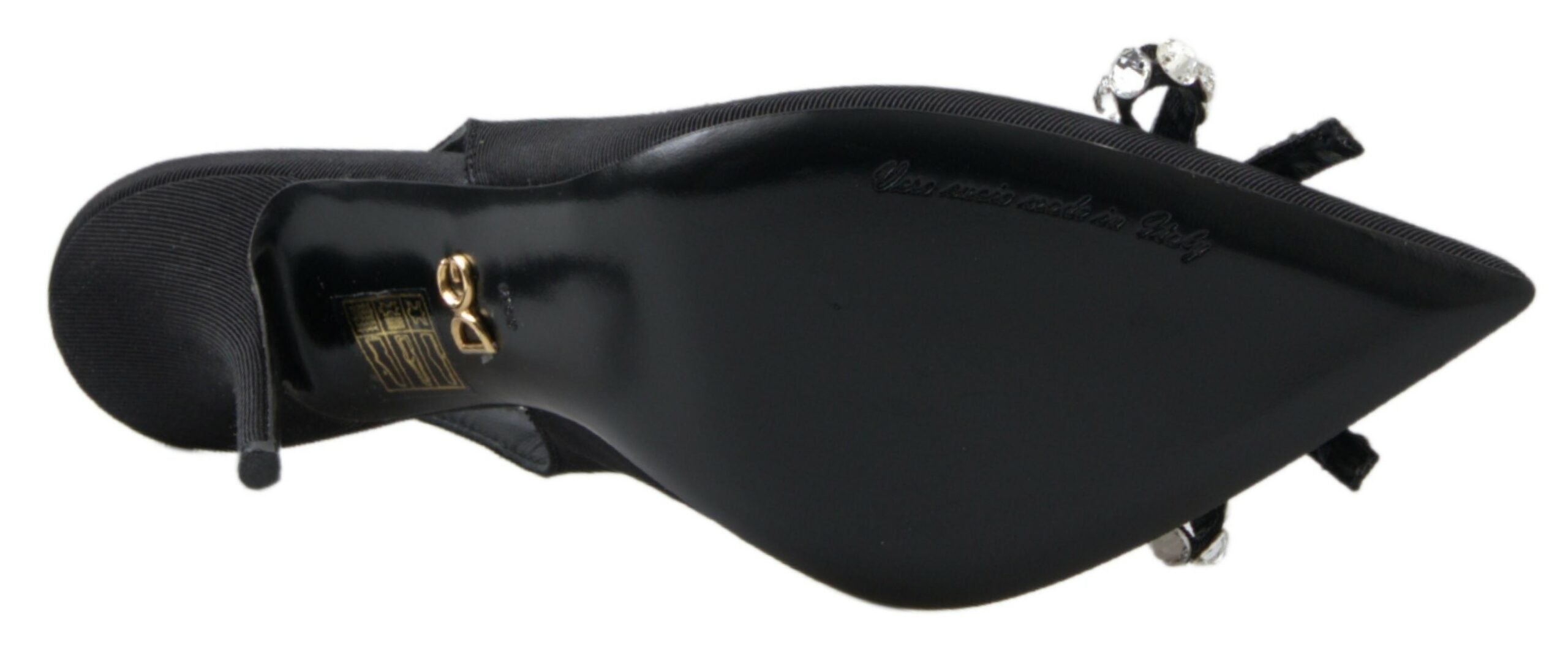 Zwarte met kristallen versierde slingback-hakschoenen