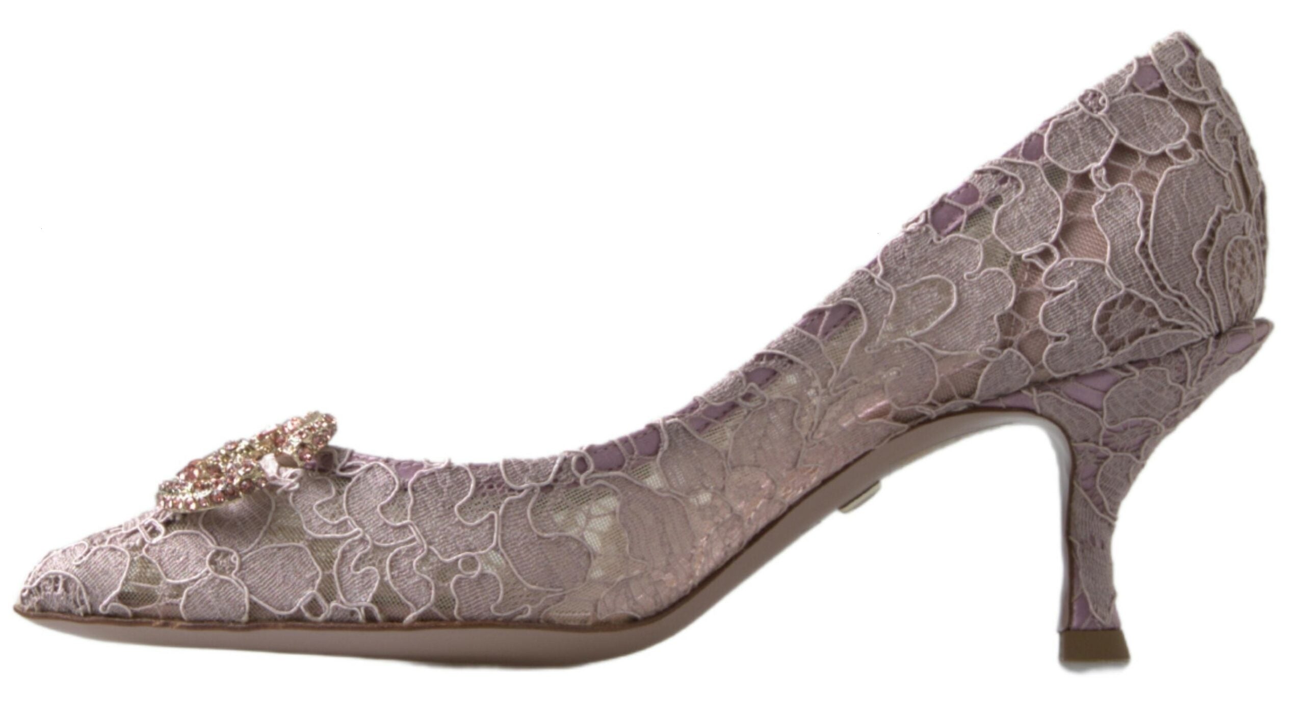 Roze DG Crystal Pumps met Bloemenkant