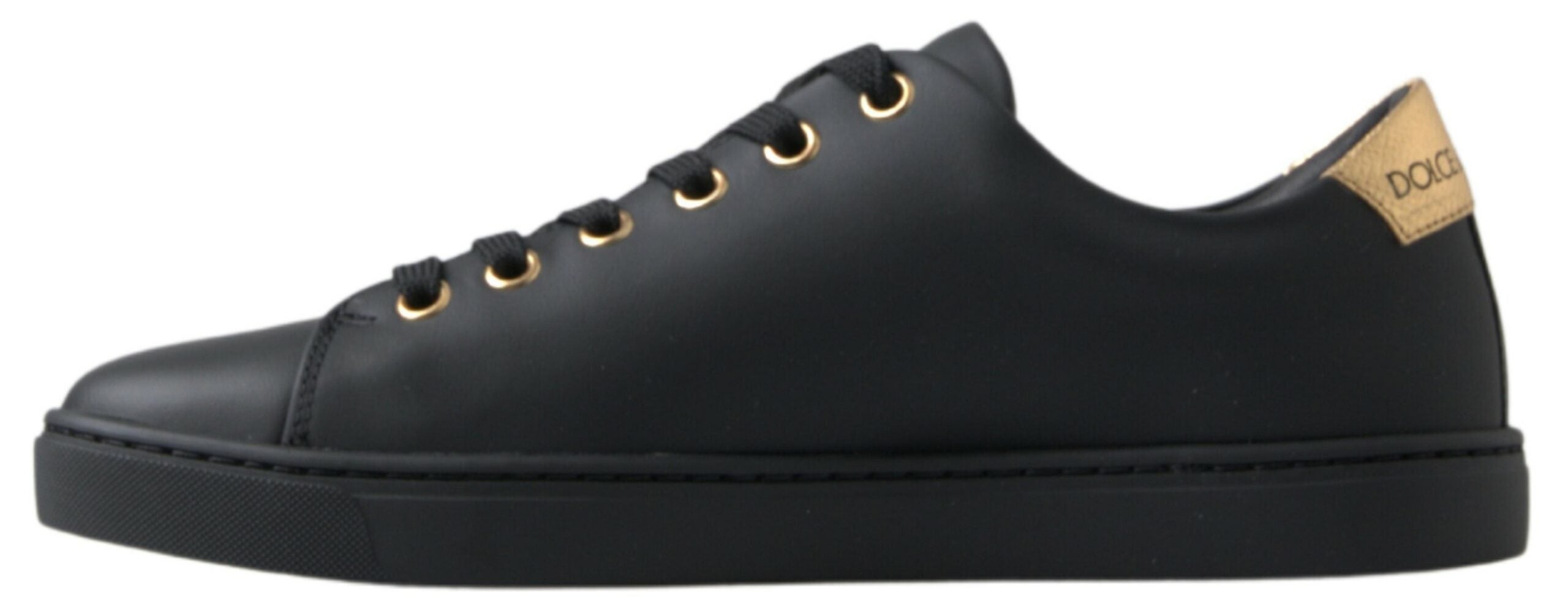Zwarte gouden leren klassieke sneakers
