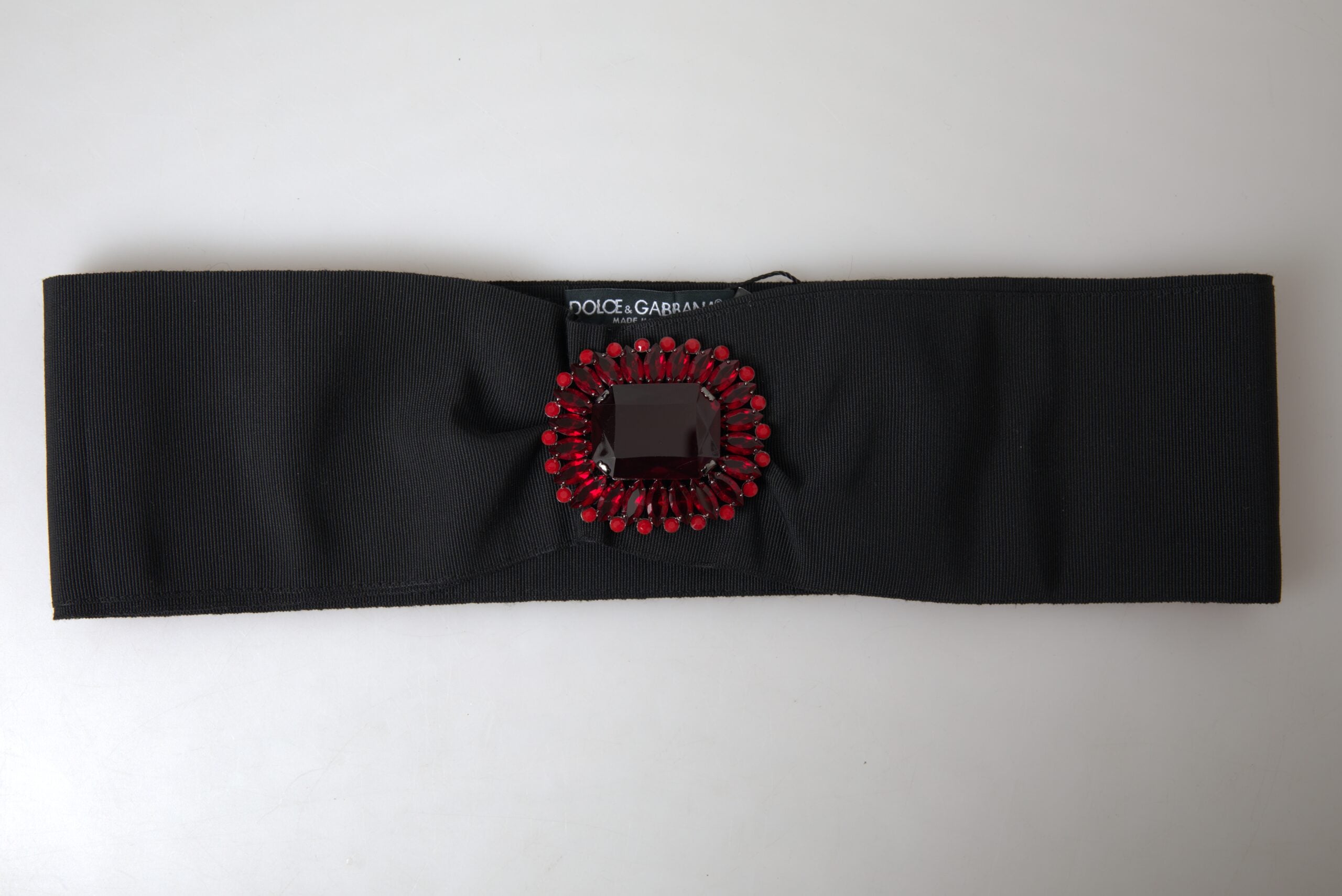 Zwarte kristallen messing brede taille runway riem
