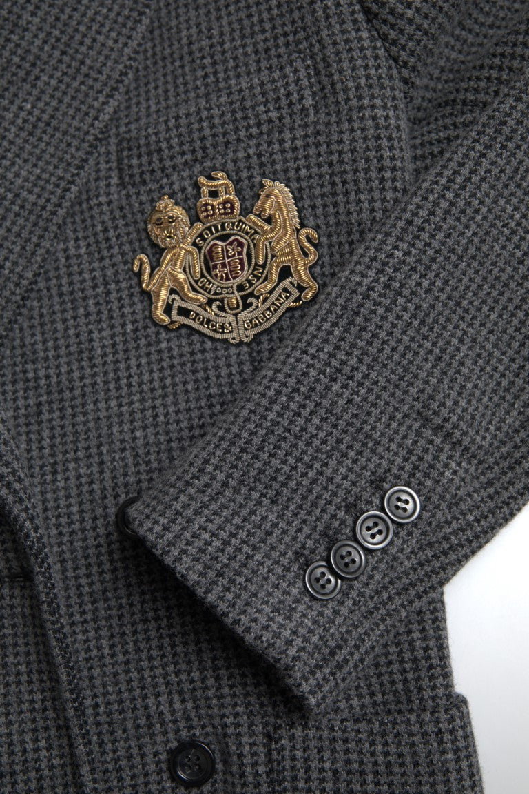 Сив блейзър с бродерия и лого