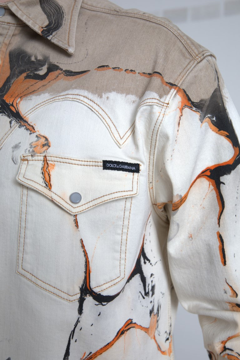 Veelkleurig katoenen denim overhemd met kraag