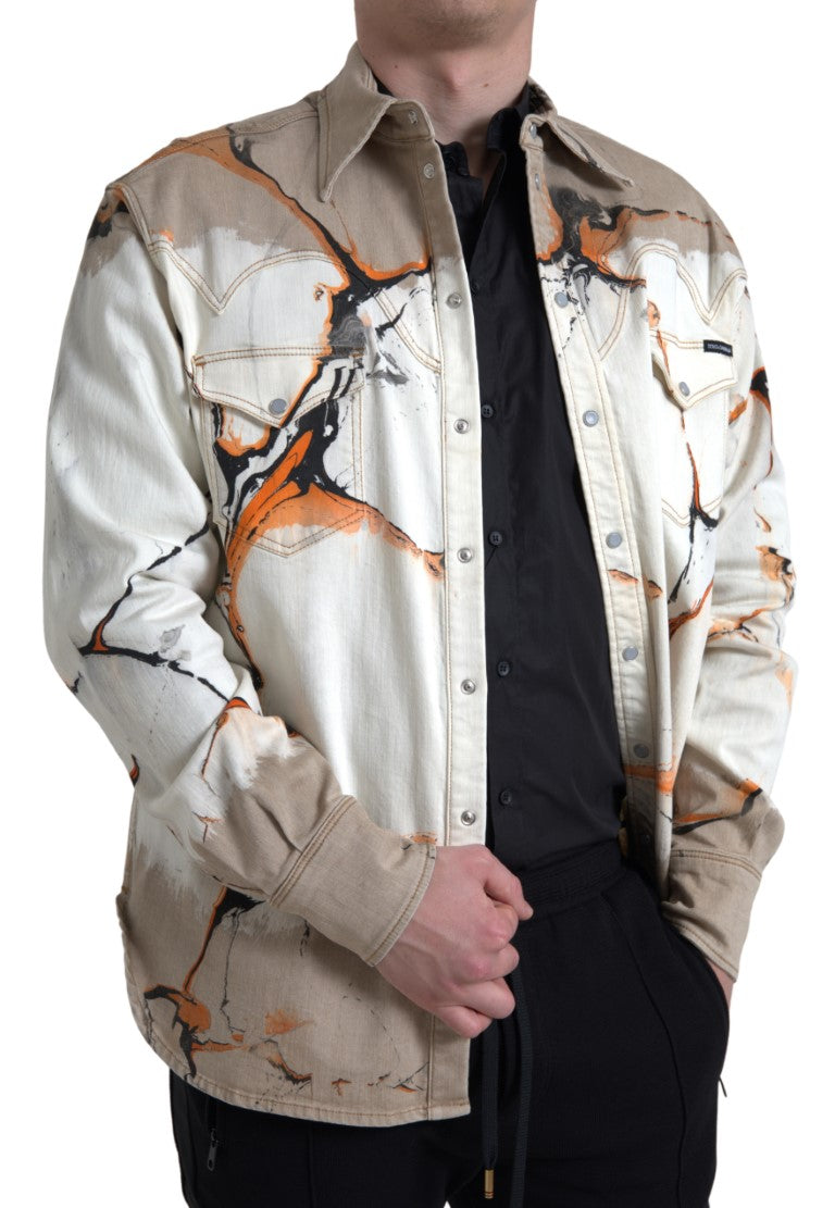 Veelkleurig katoenen denim overhemd met kraag