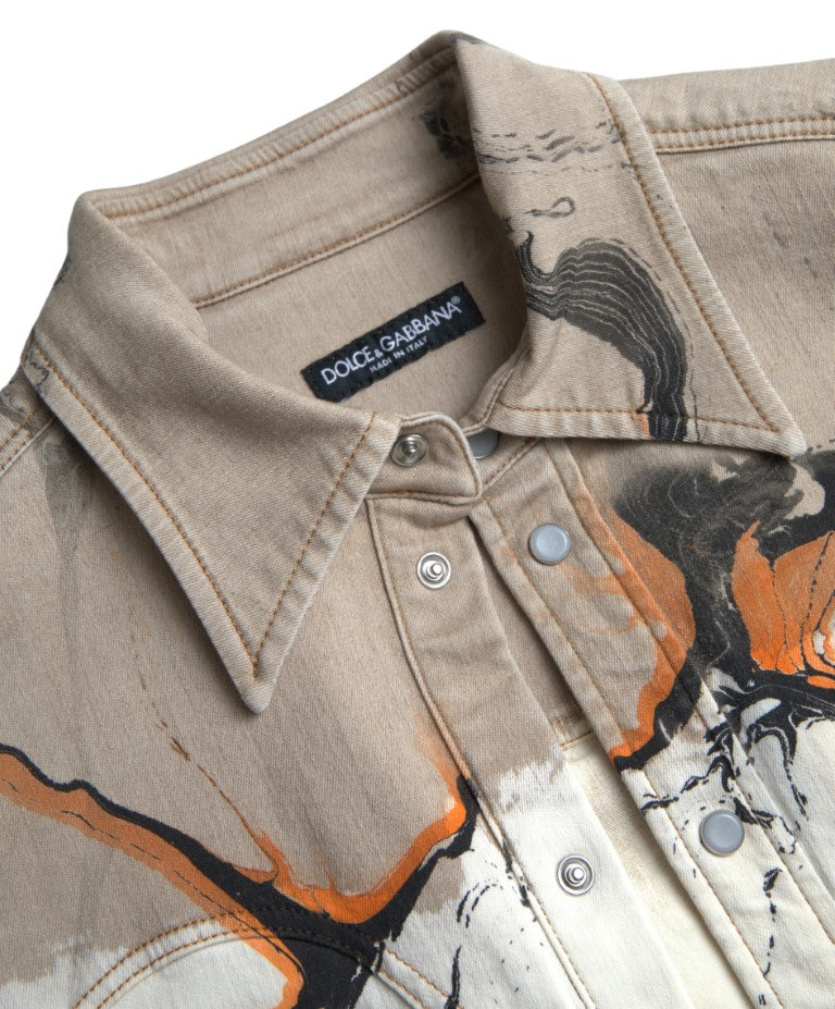 Veelkleurig katoenen denim overhemd met kraag