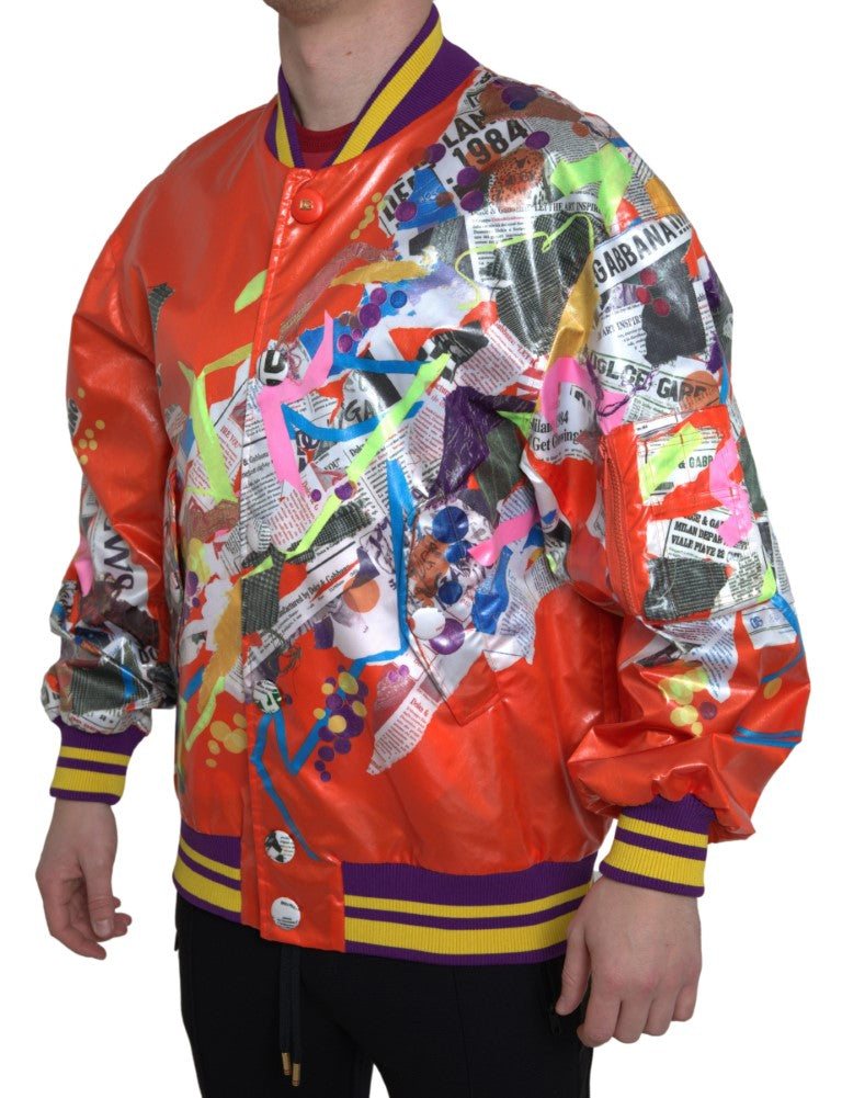 Oranje polyester blousonjack met knopen