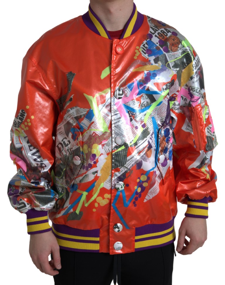 Oranje polyester blousonjack met knopen