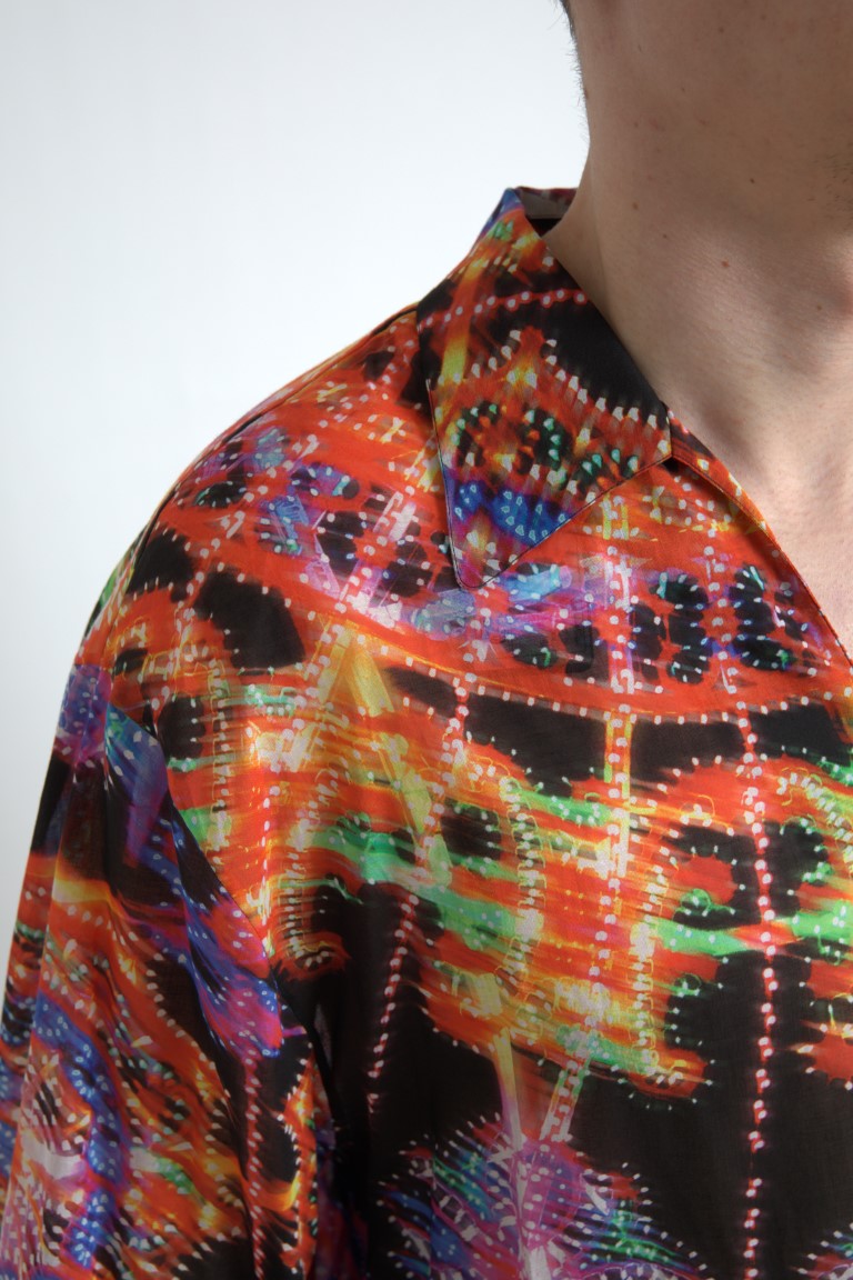 Multicolor Luminarie Print Heren Katoenen Overhemd