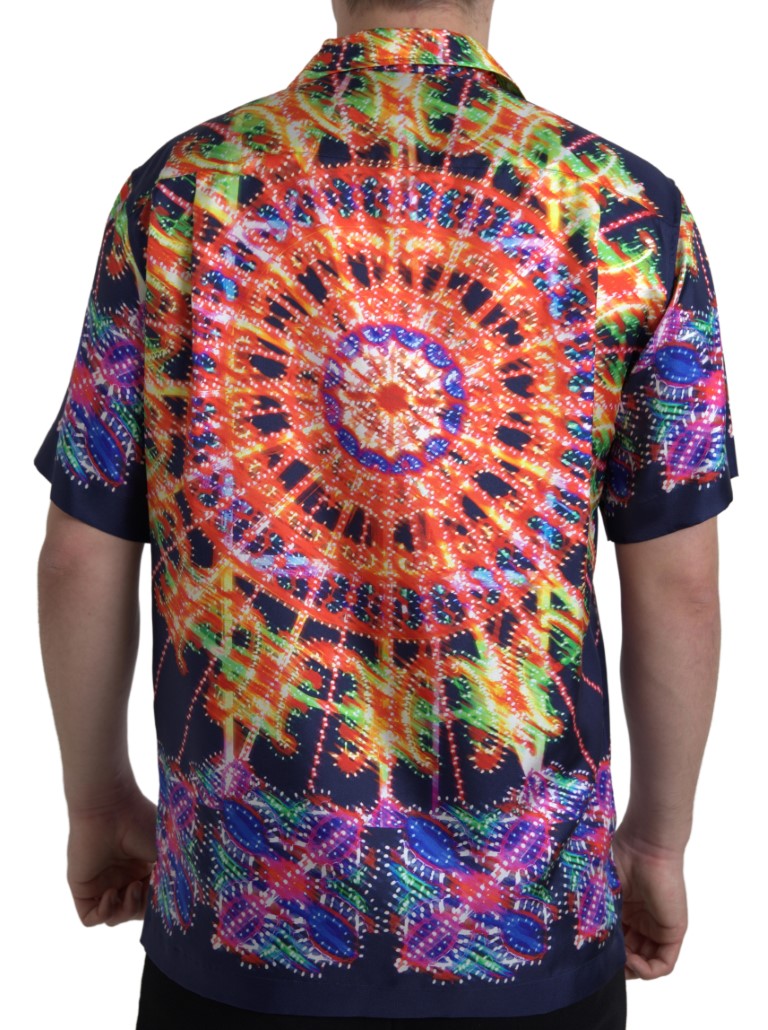 Multicolor Luminarie Print Herenoverhemd Zijde