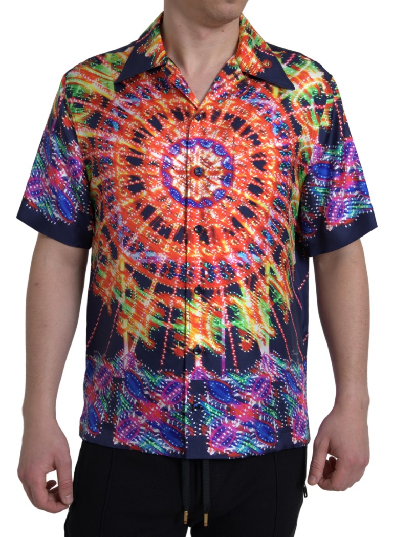 Multicolor Luminarie Print Herenoverhemd Zijde