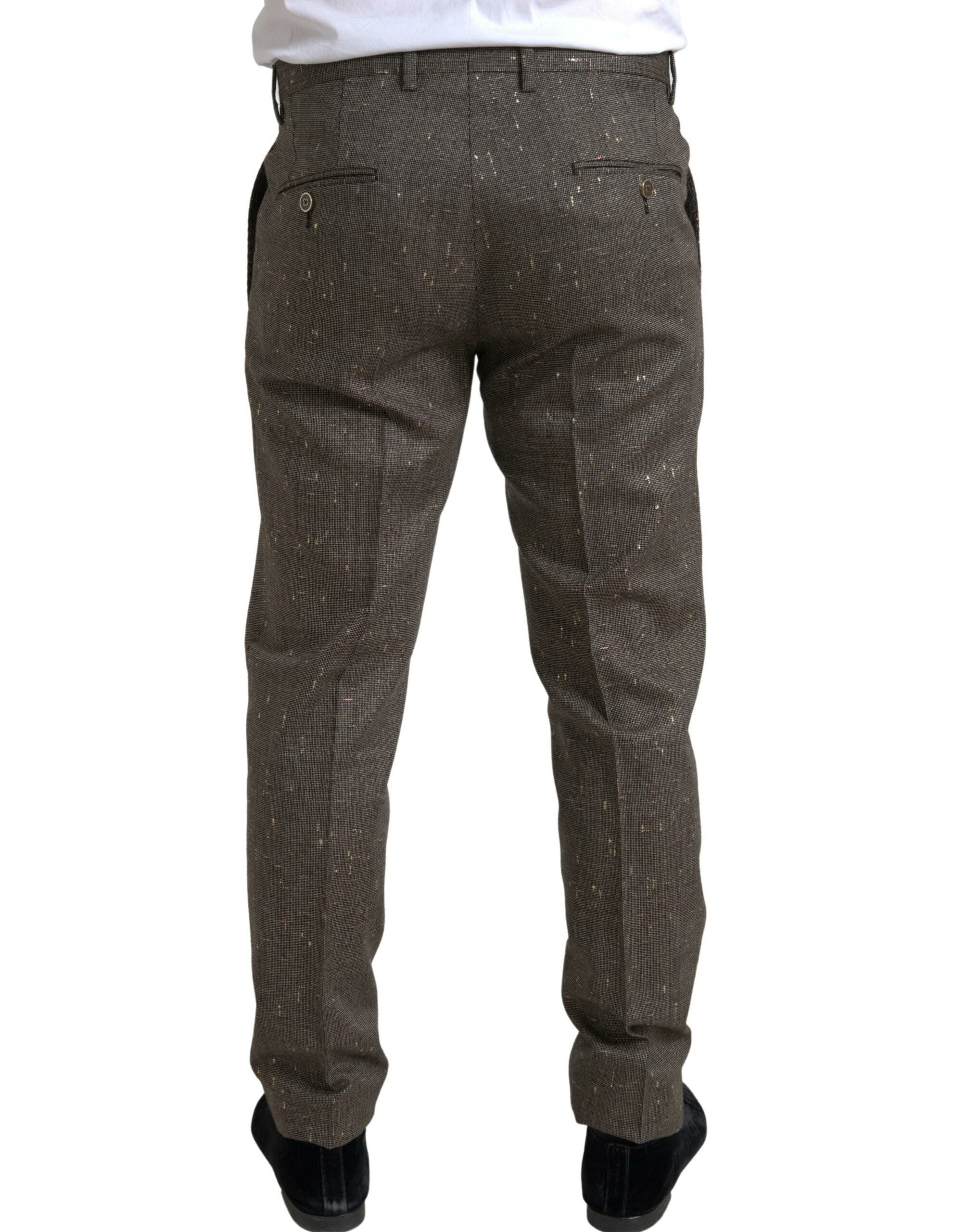 Bruine wollen jurk, skinny herenbroek
