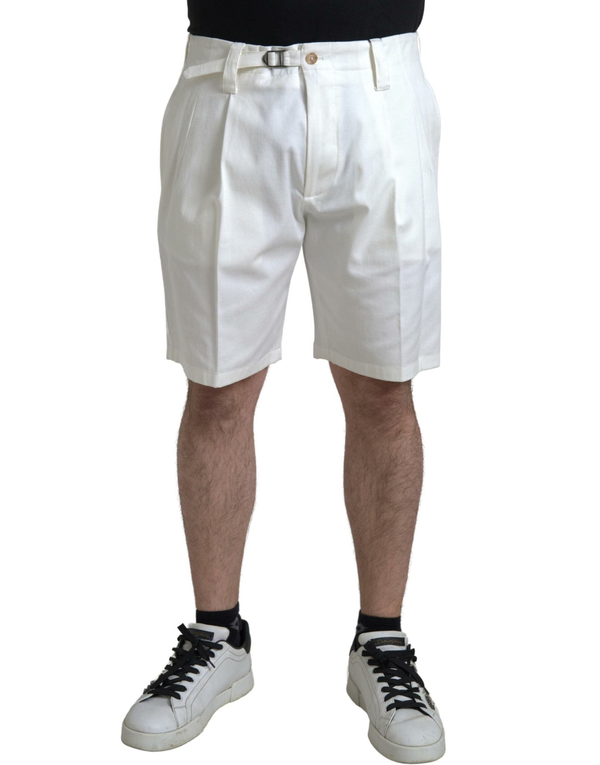 Witte katoenen stretch Bermuda denim shorts voor heren