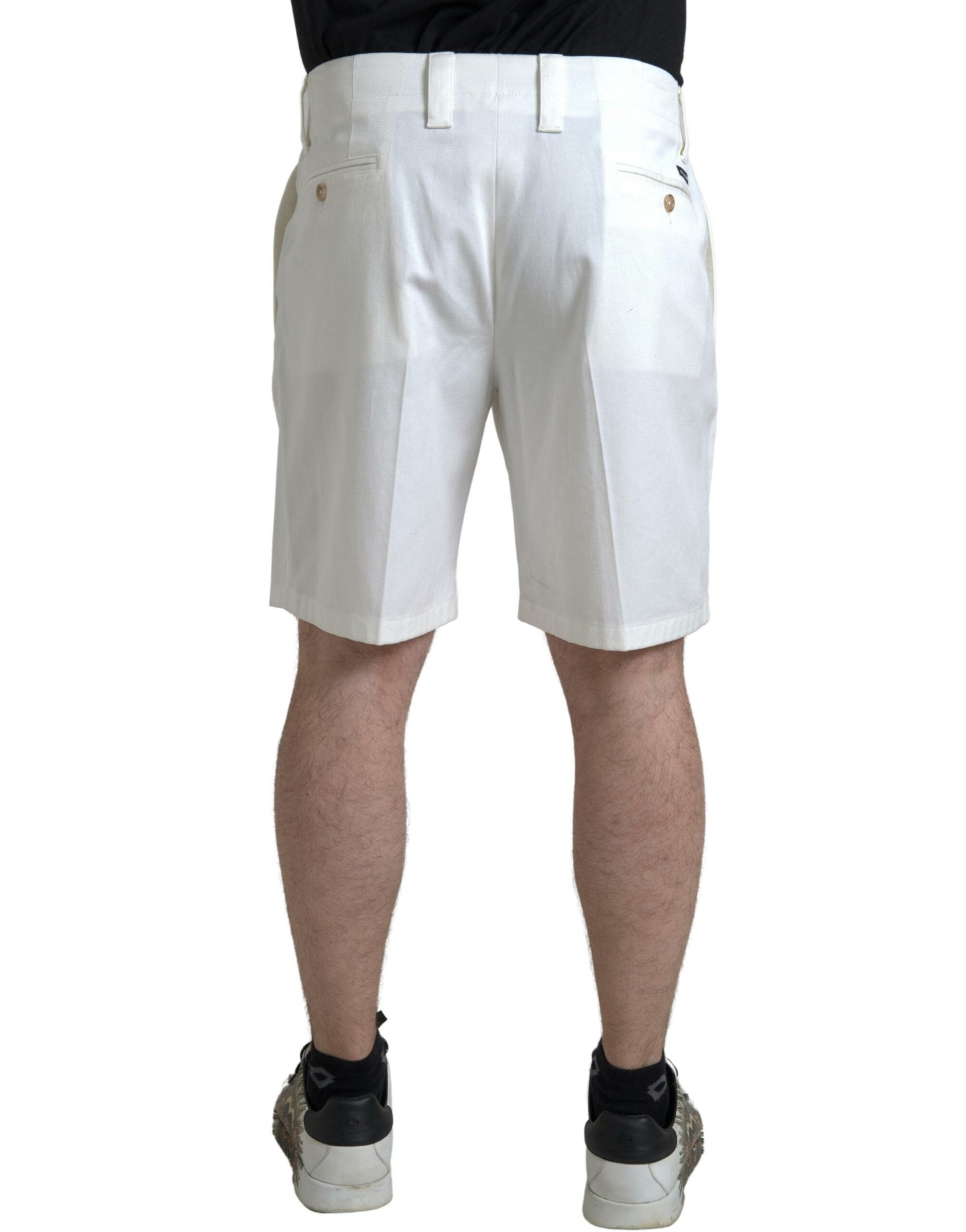 Witte katoenen stretch Bermuda denim shorts voor heren