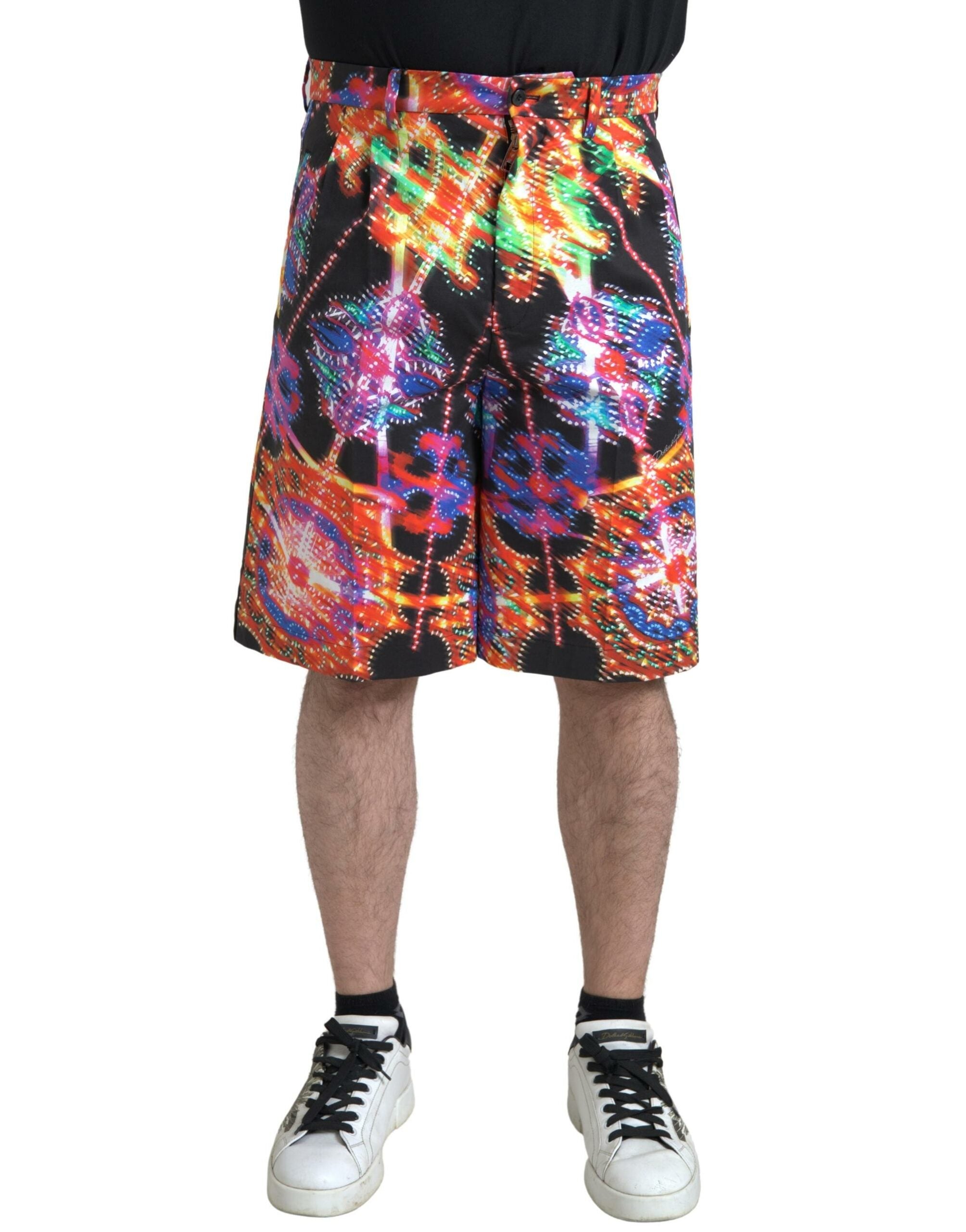 Veelkleurige bedrukte katoenen Bermuda-shorts voor heren