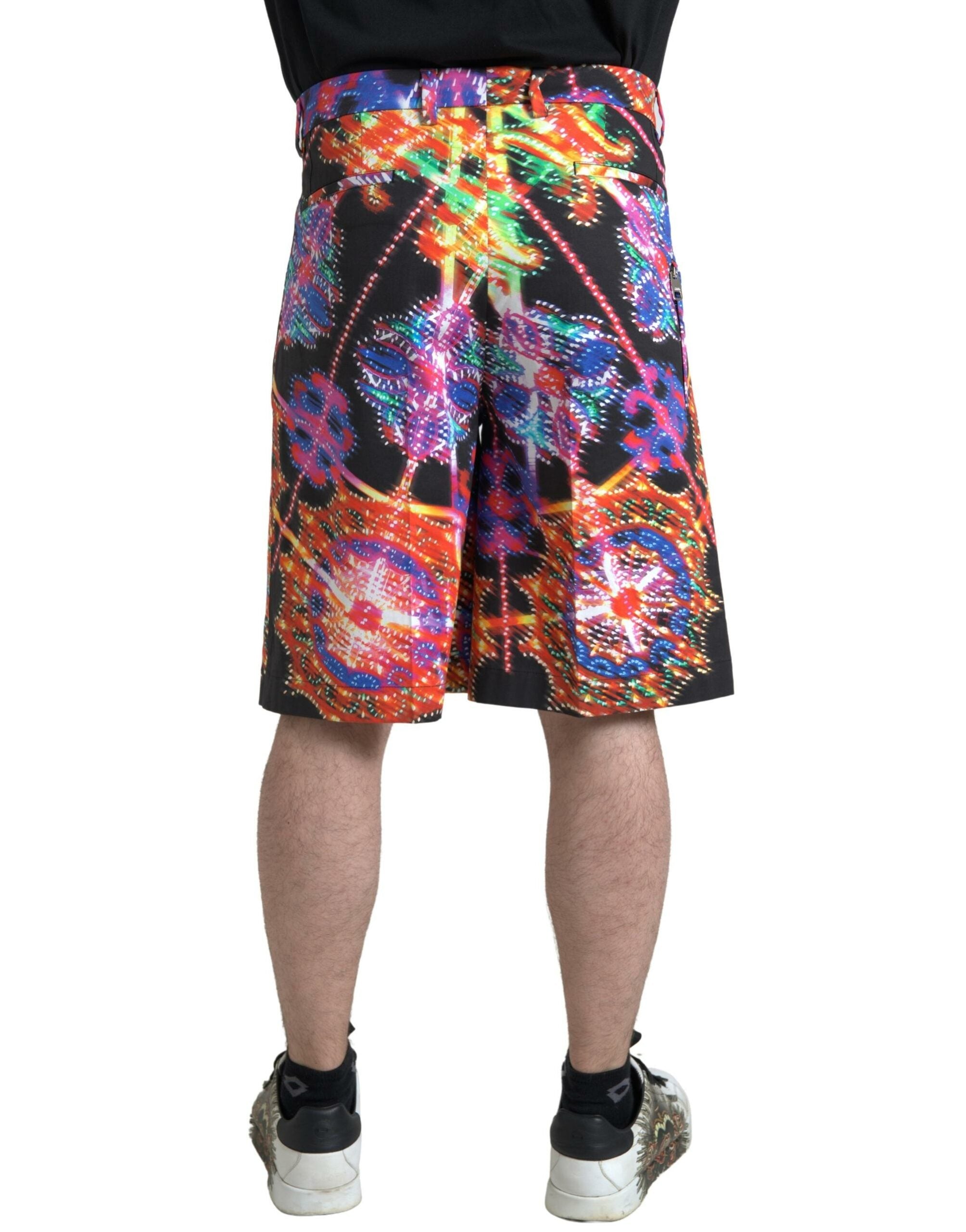 Veelkleurige bedrukte katoenen Bermuda-shorts voor heren