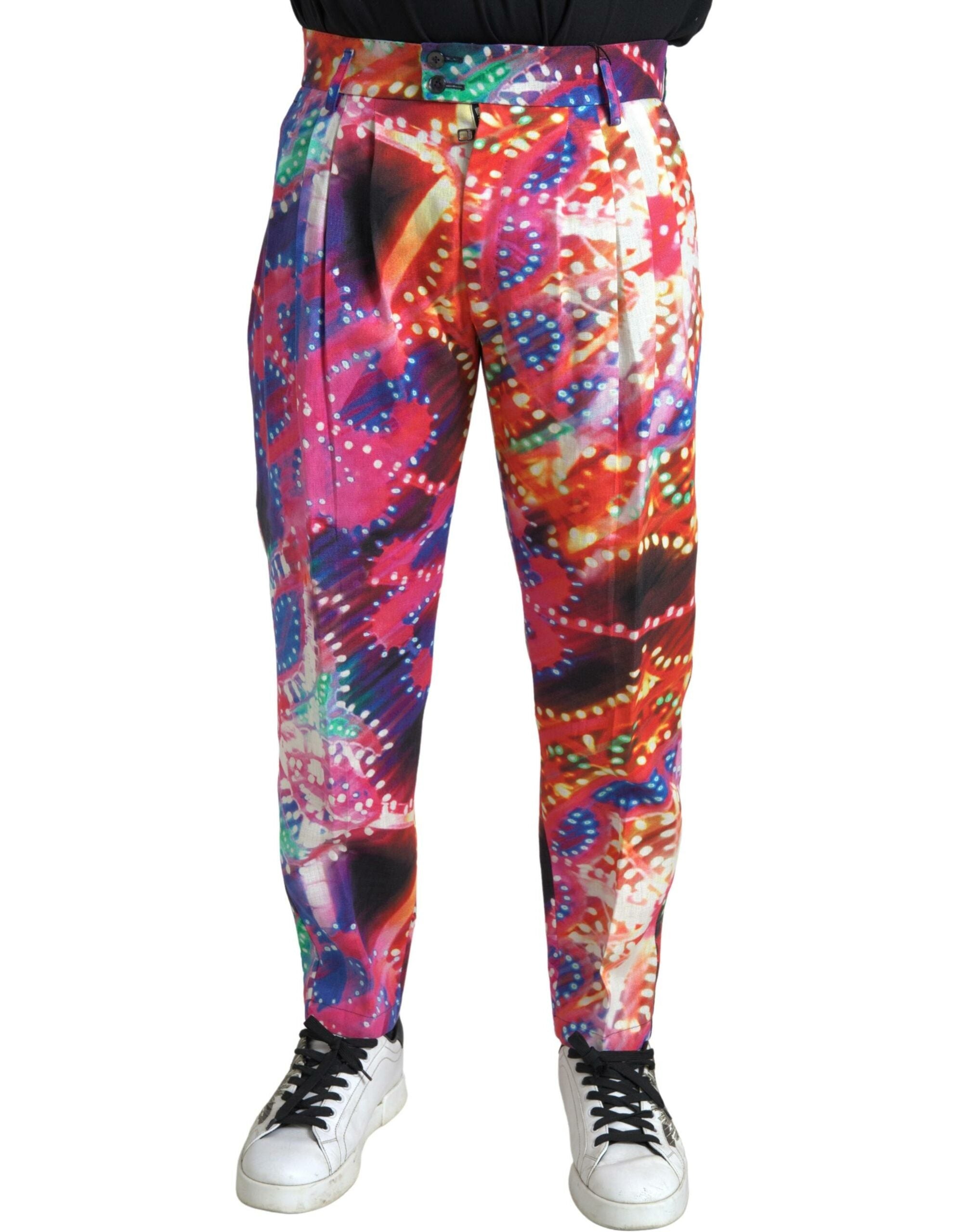 Multicolor bedrukte linnen herenbroek