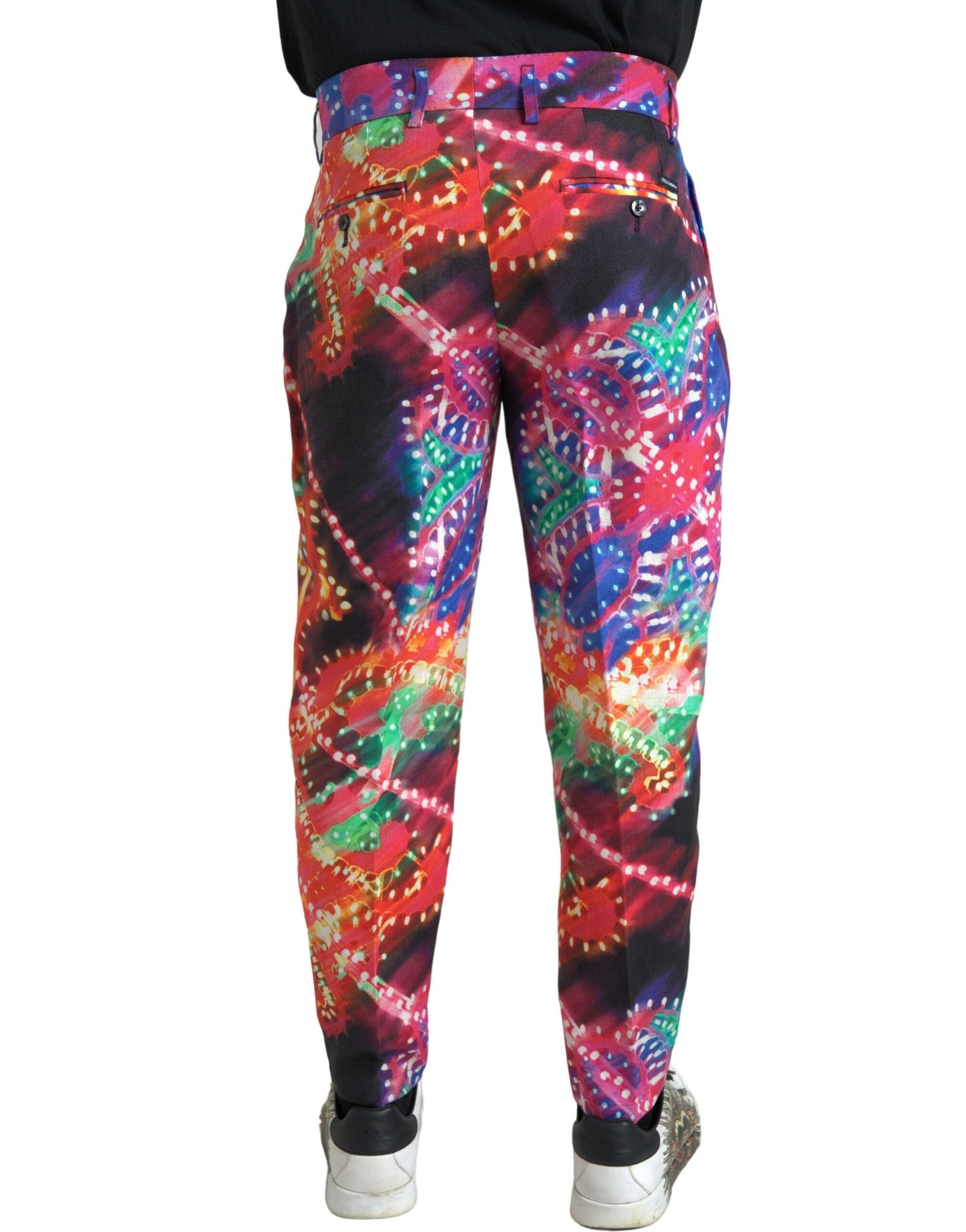 Multicolor bedrukte linnen herenbroek
