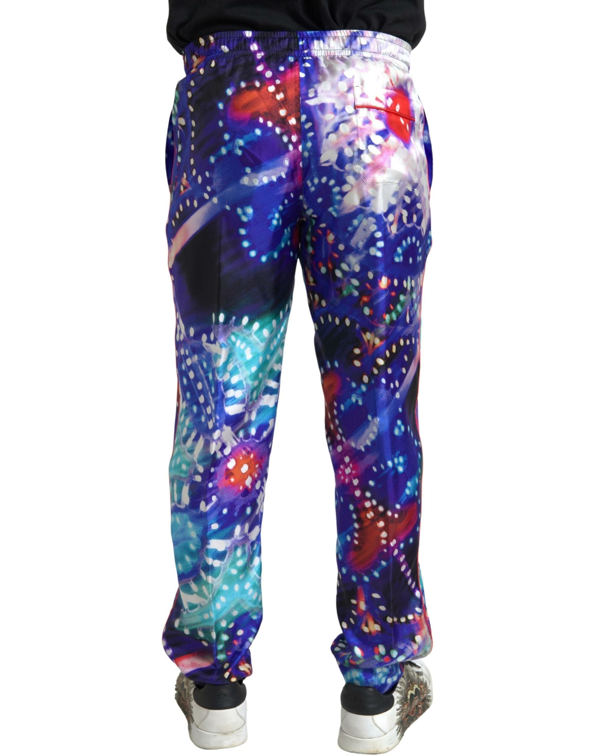 Multicolor bedrukte zijden herenbroek