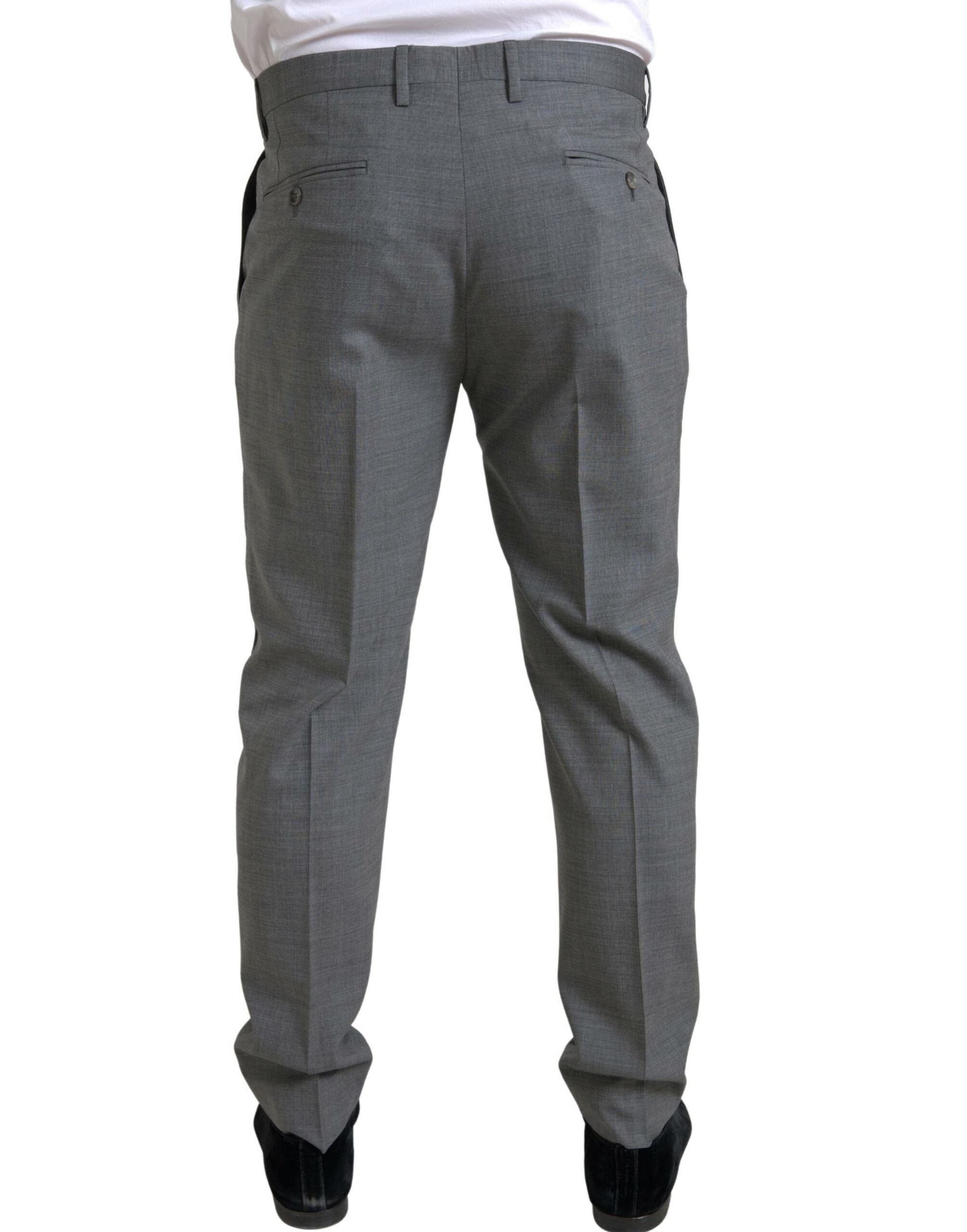 Grijze wollen chino skinny heren pantalon