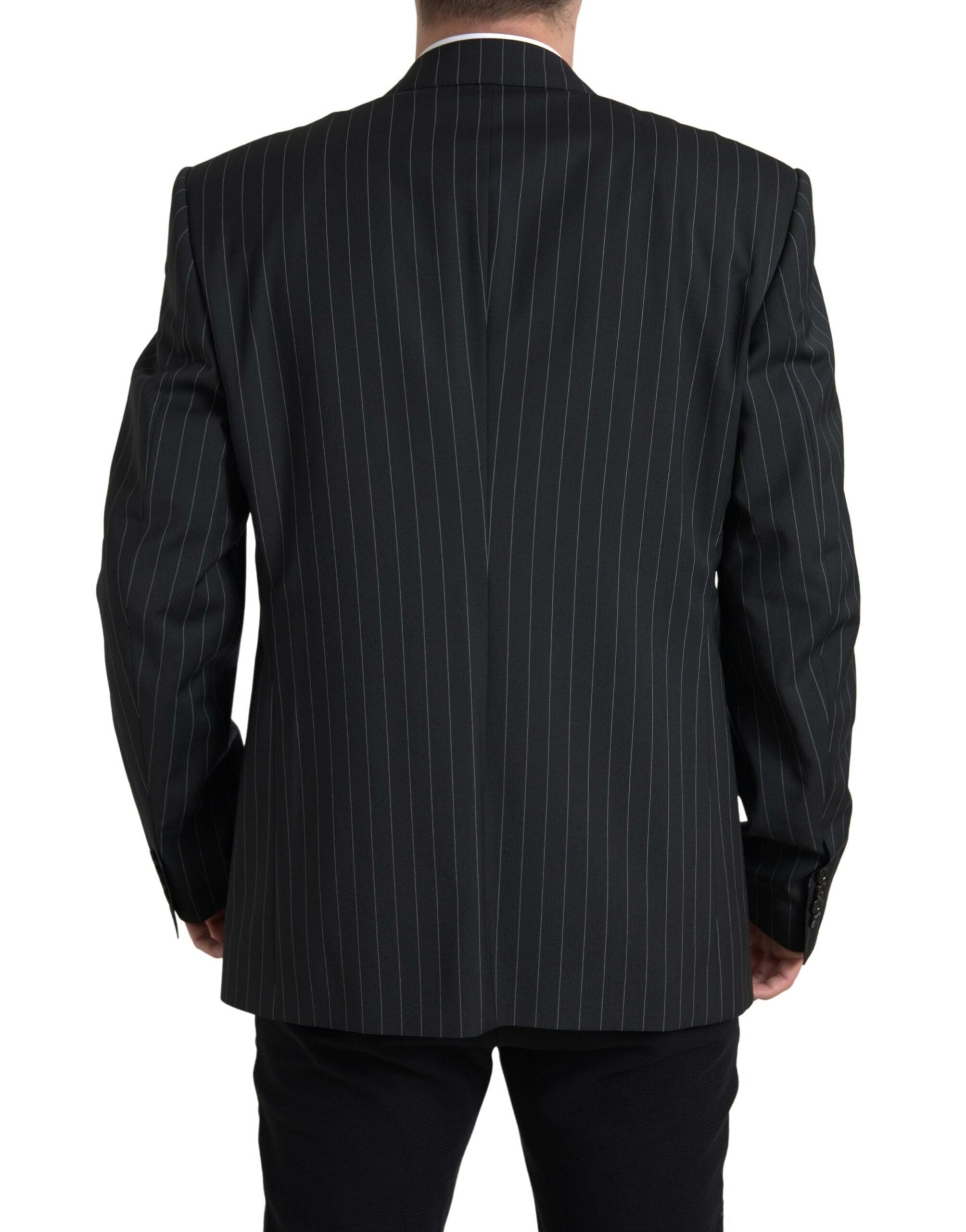 Zwarte gestreepte enkelrijs SICILIA blazer