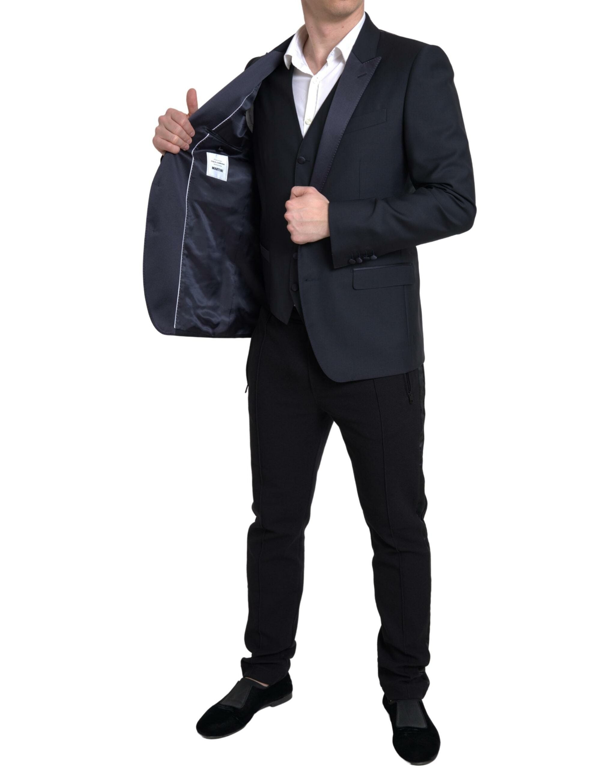 Blauw tweedelig enkelrijs MARTINI-pak