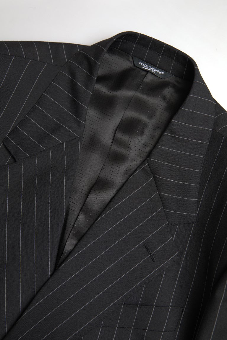 Zwarte gestreepte enkelrijs SICILIA blazer