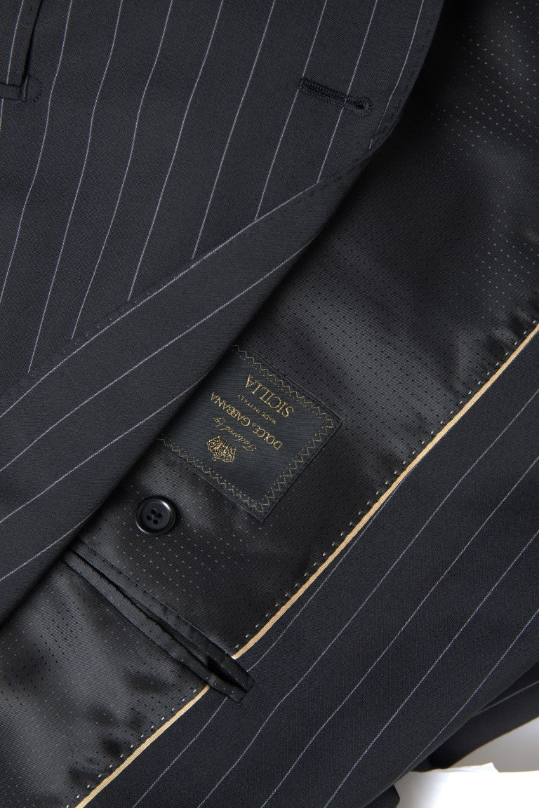 Zwarte gestreepte enkelrijs SICILIA blazer