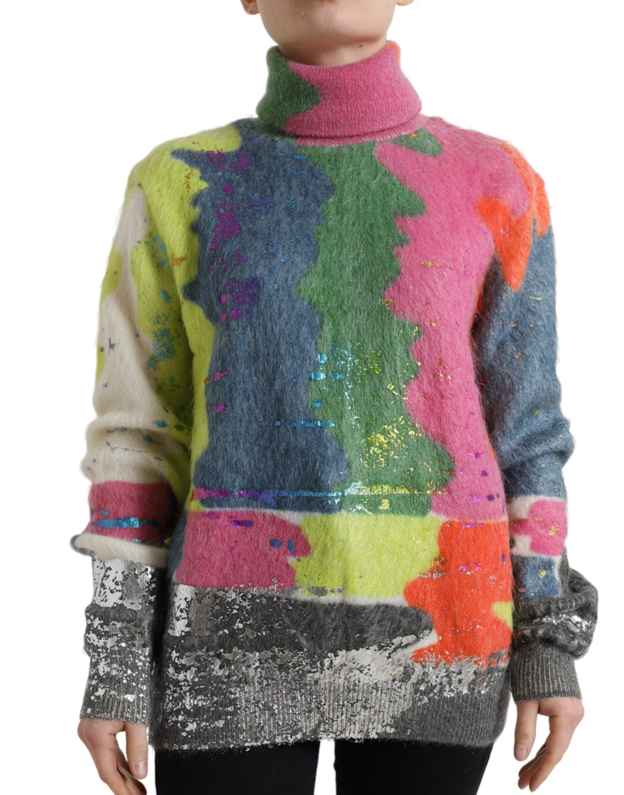 Veelkleurige Mohair coltrui