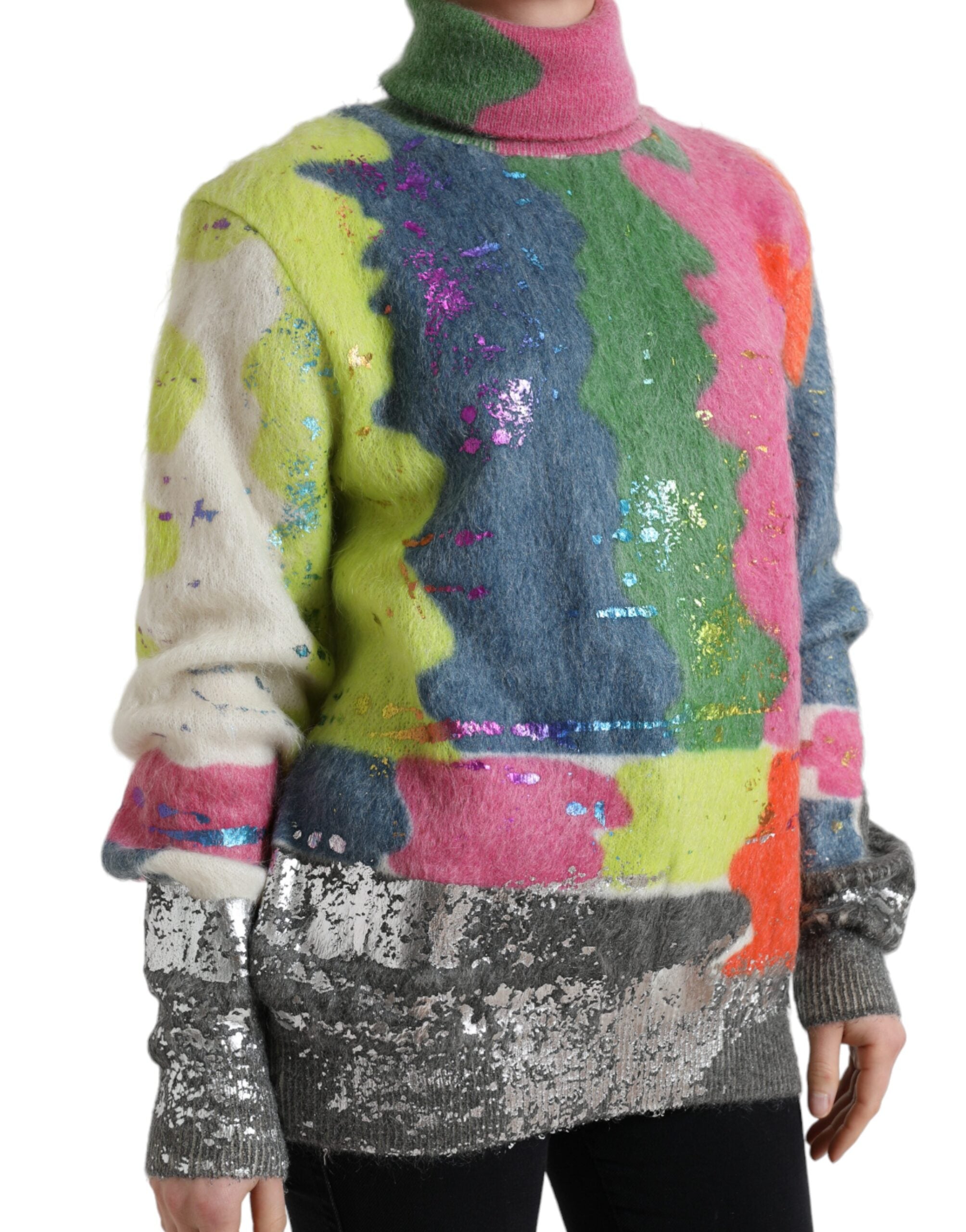 Veelkleurige Mohair coltrui