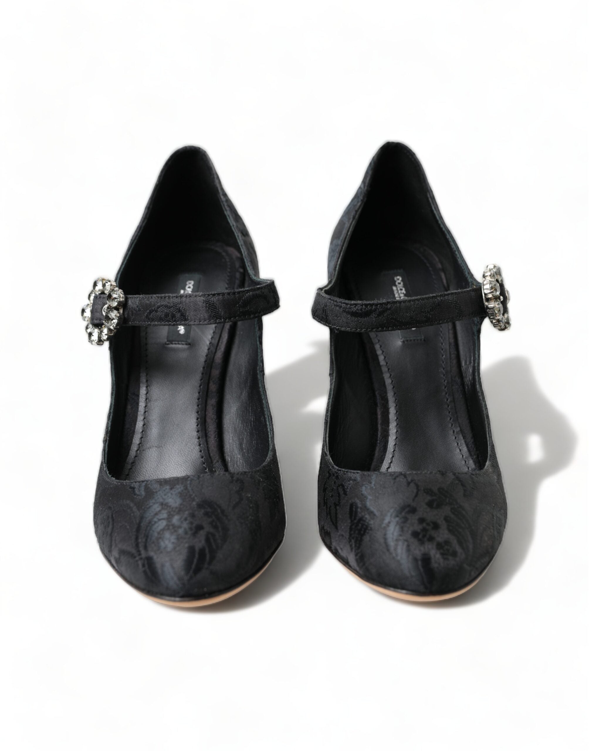 Zwarte brokaat Mary Janes hakken pumps schoenen