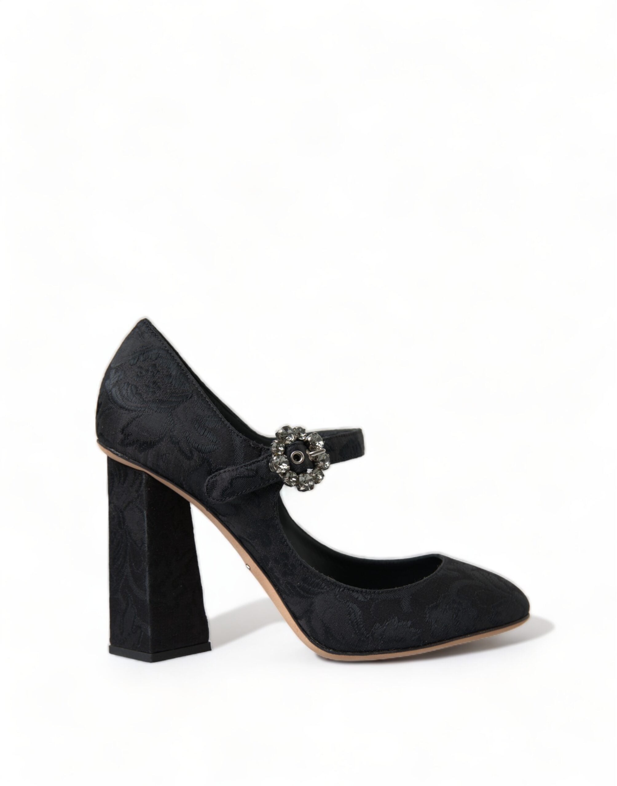 Zwarte brokaat Mary Janes hakken pumps schoenen