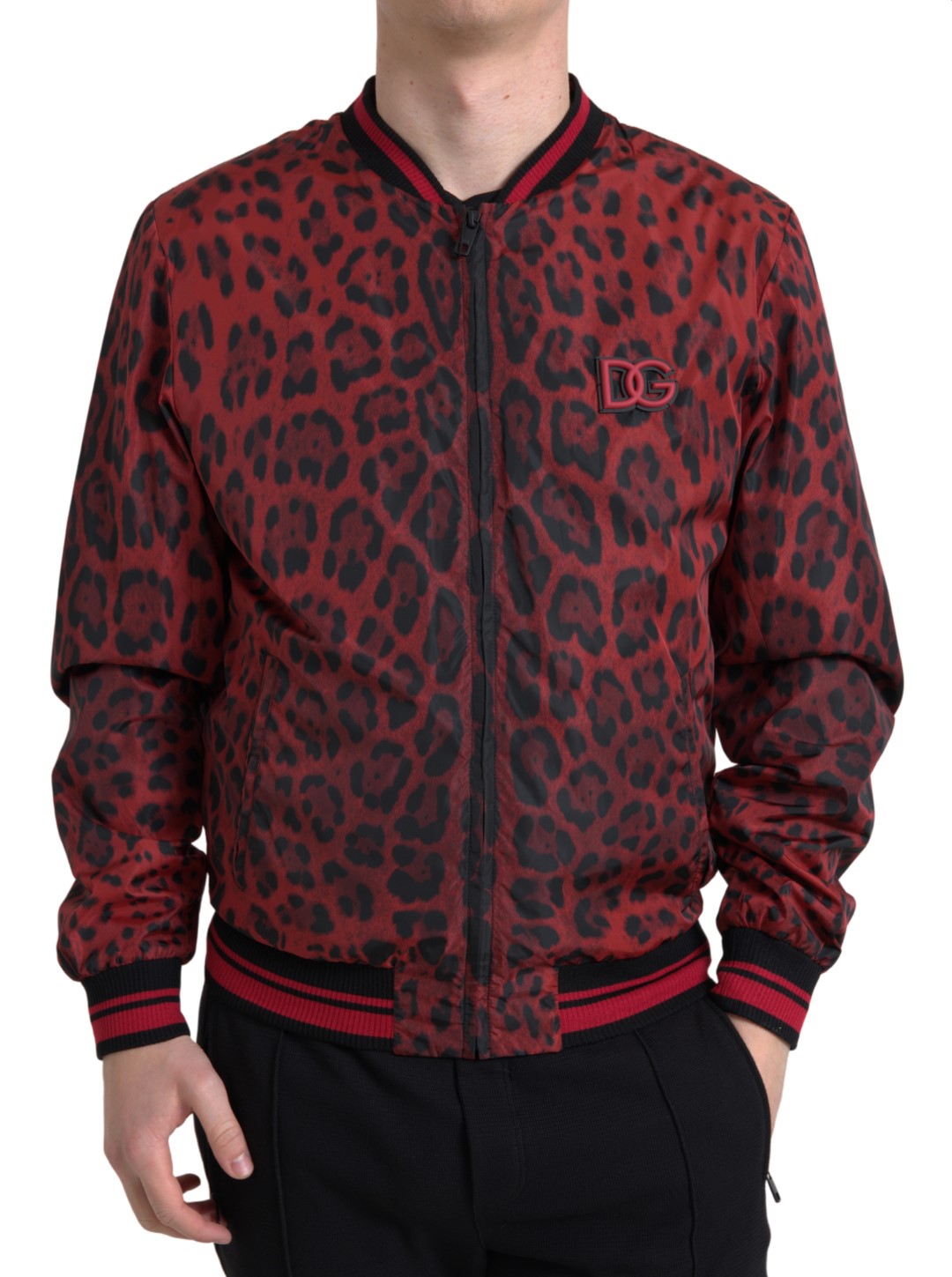Rode luipaard bomber korte jas
