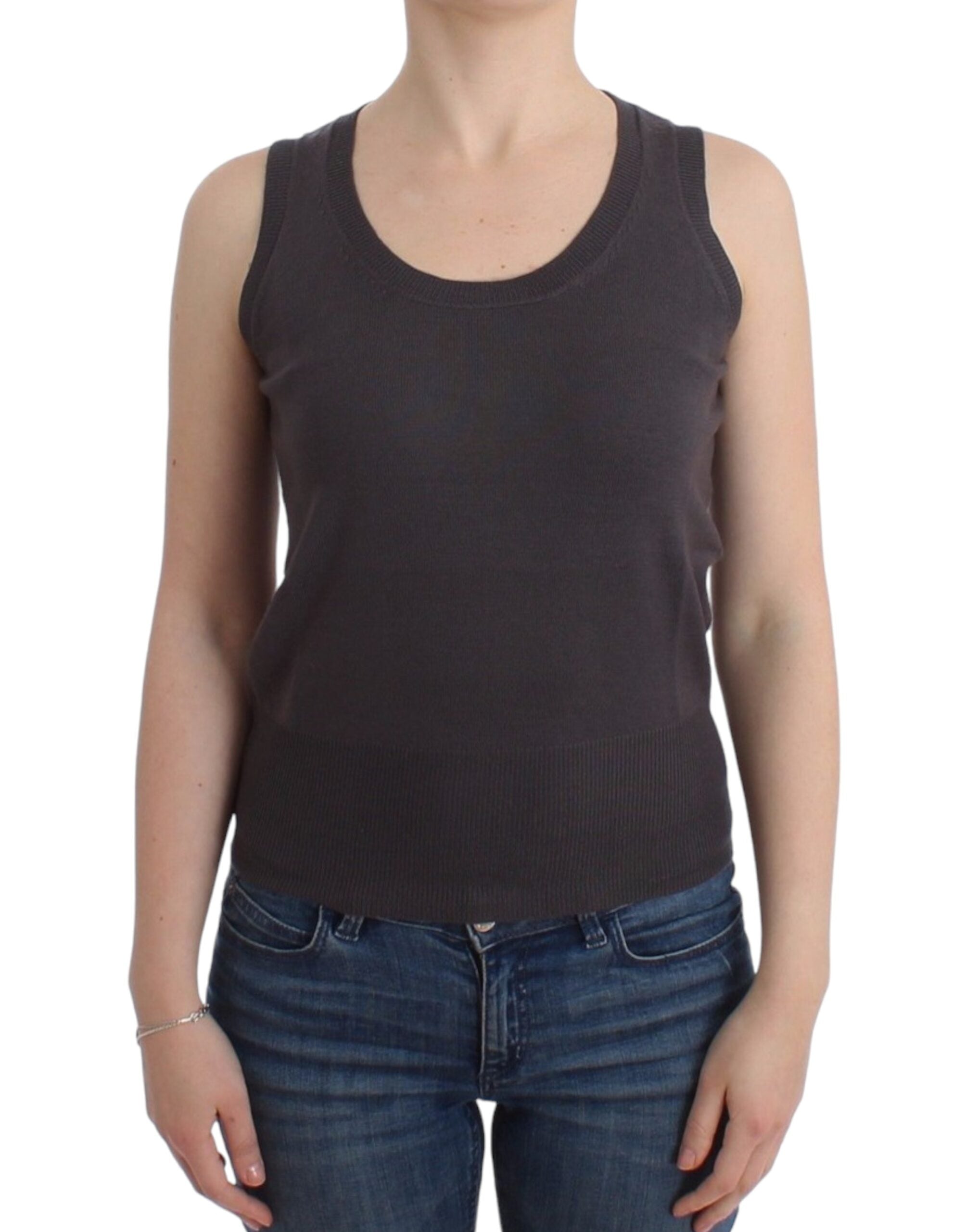 Bruin gebreid tanktopje