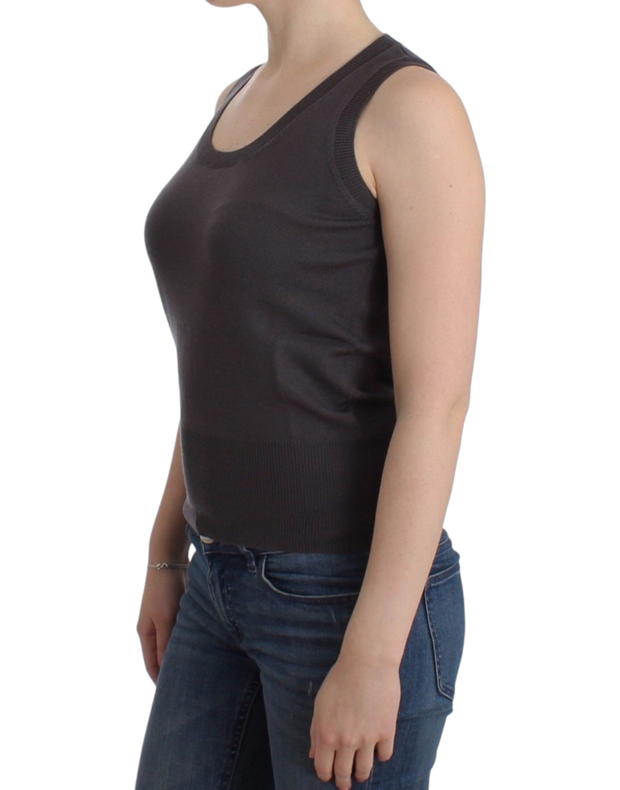 Bruin gebreid tanktopje