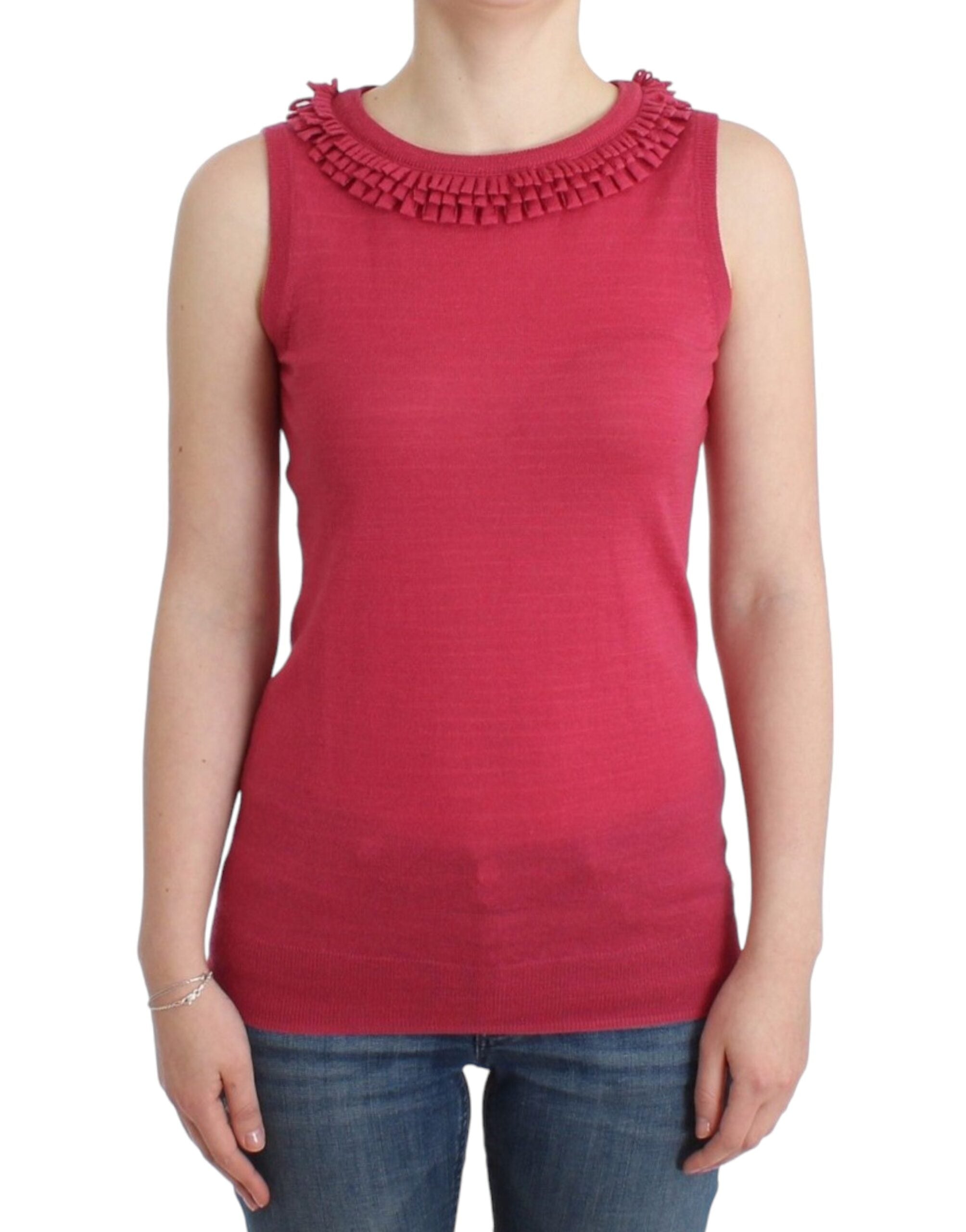 Roze wollen gebreide top