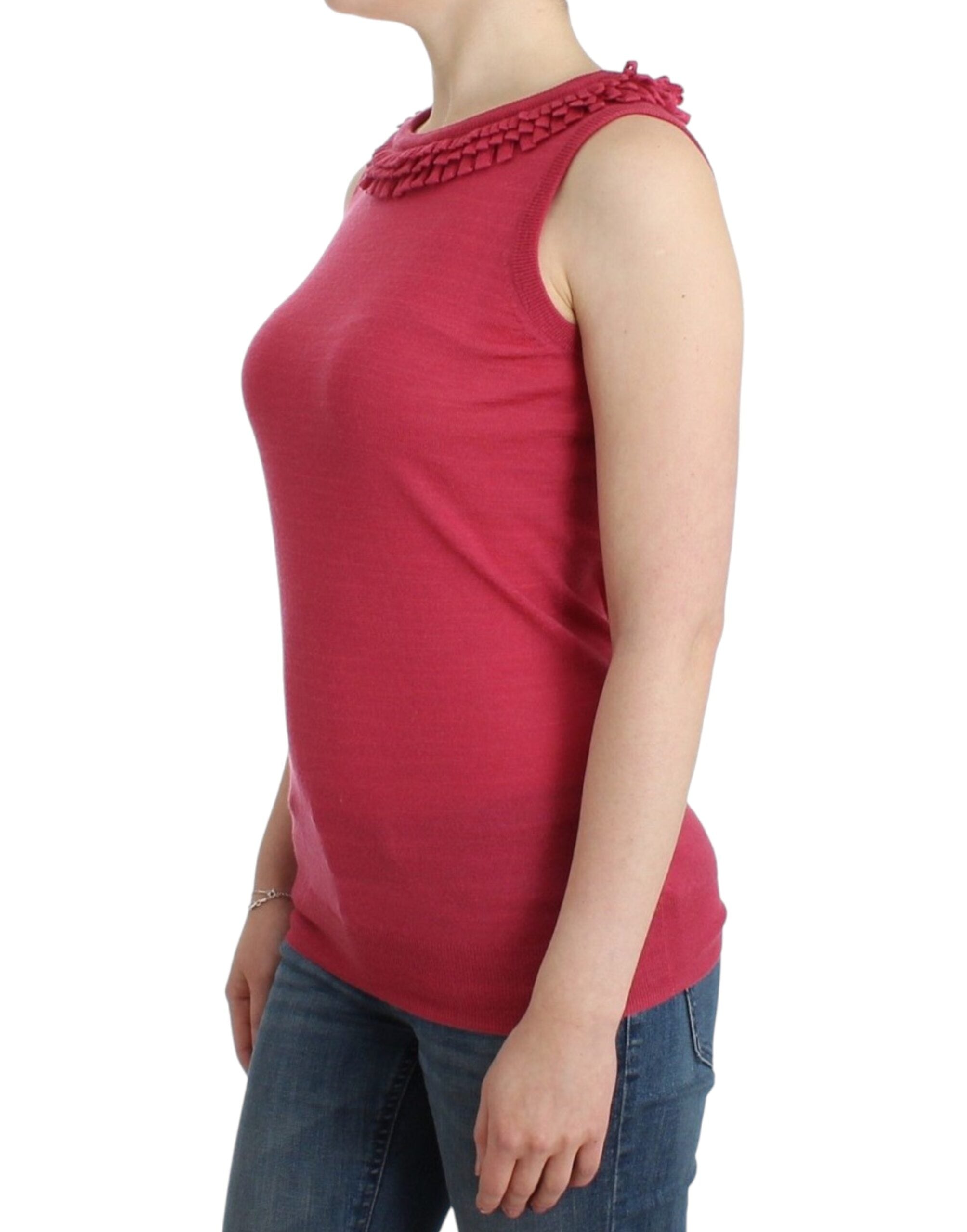 Roze wollen gebreide top